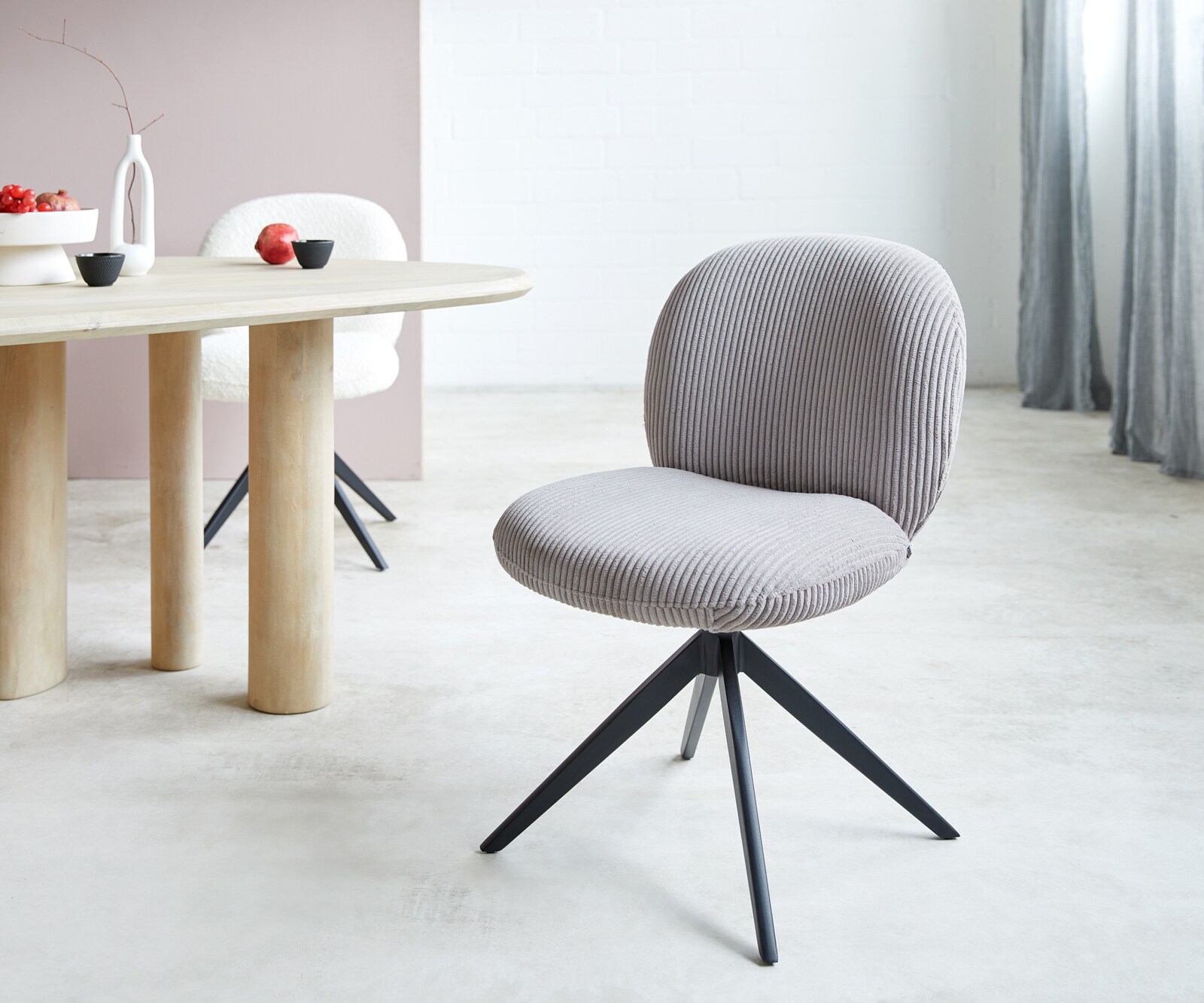 Draaistoel Nube-Flex koord zilver grijs kruisframe breed zwart 360° draaibaar pocketveer kern
