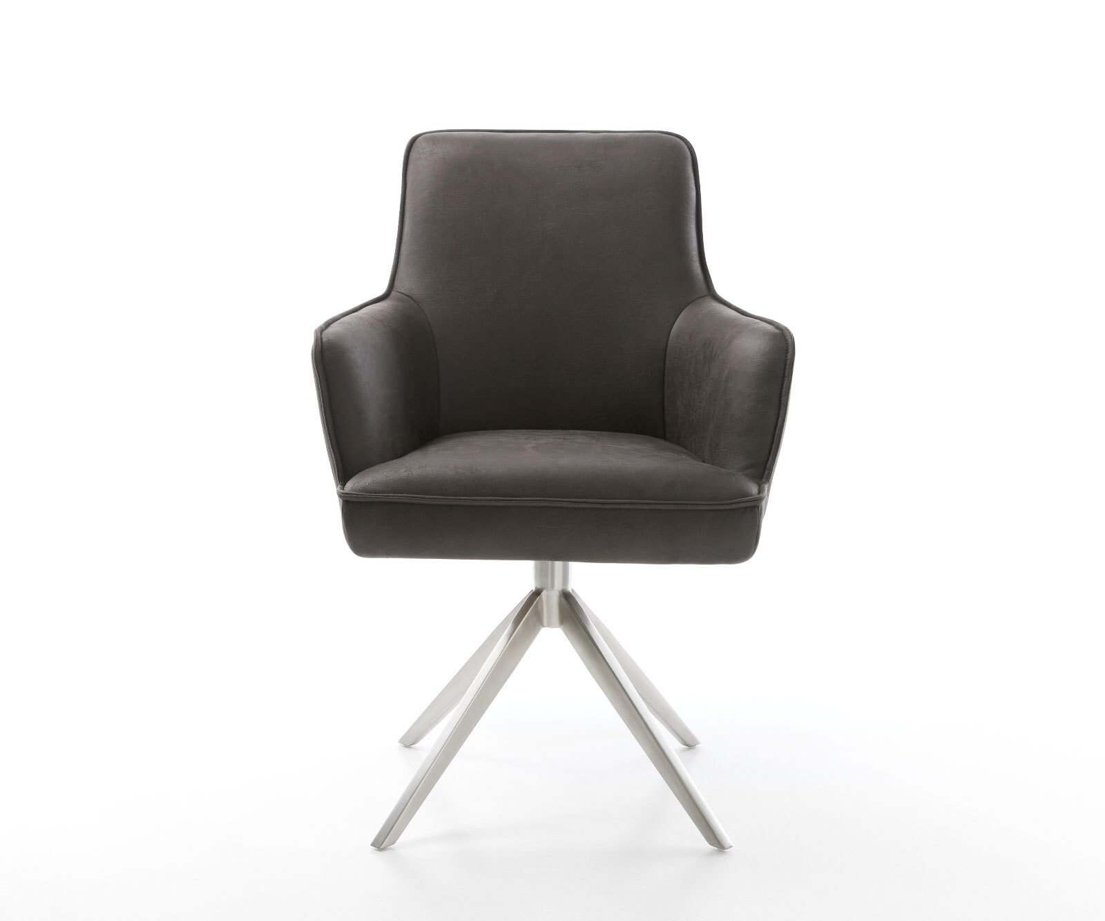 Draaistoel Heira-Flex met armleuning microvelours antraciet vintage kruisframe breed roestvrij staal 360° draaibaar rocker-functie pocketveer kern 1