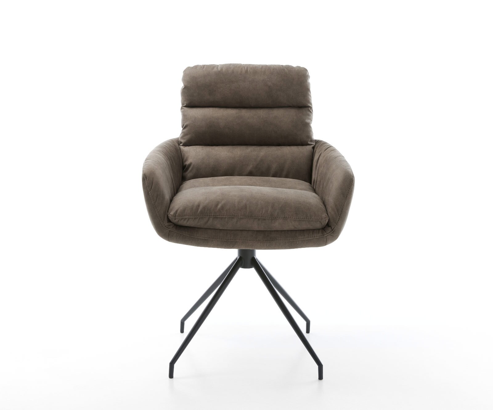 Eetkamerstoel Abelia-Flex met armleuning microvelours taupe vintage kruisframe conisch zwart 1 Eetkamerstoel Abelia-Flex met armleuning microvelours taupe vintage kruisframe conisch zwart 1