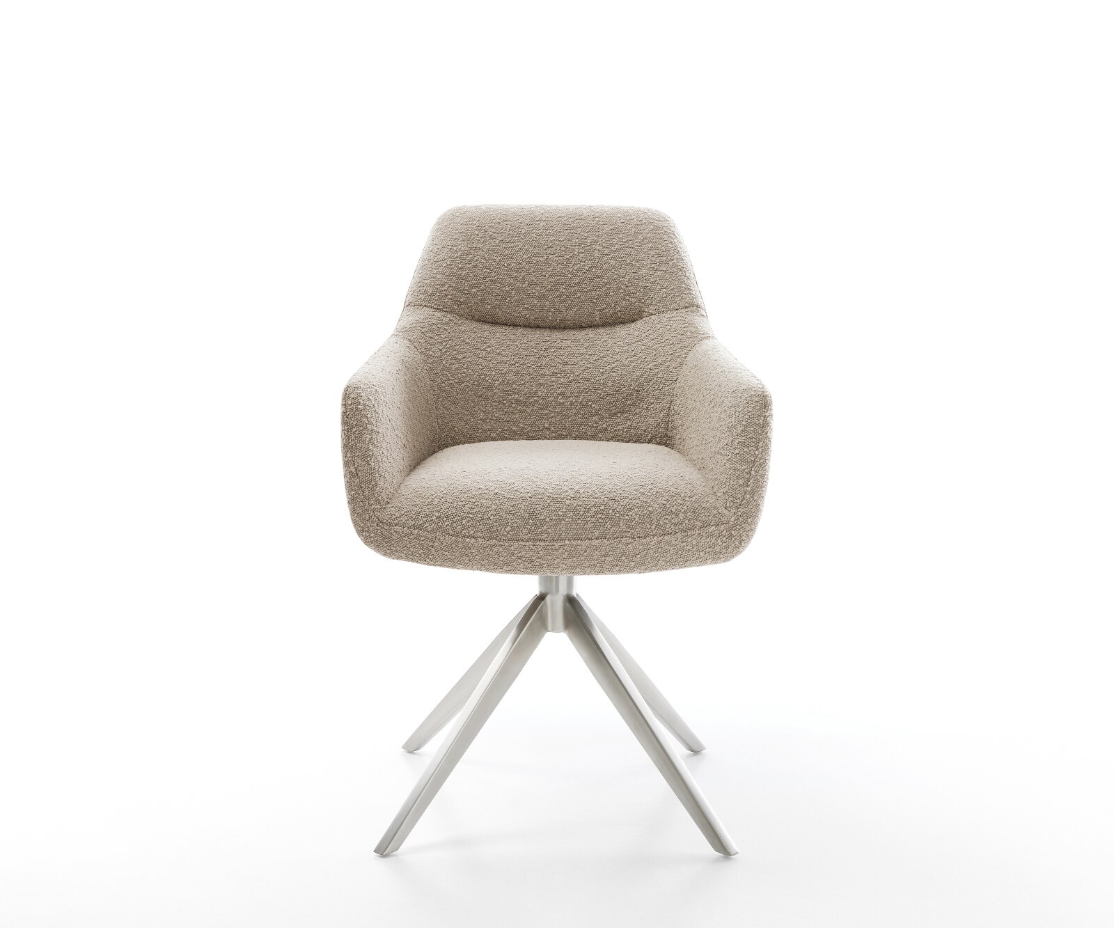 Draaistoel Pejo-Flex bouclé mud kruisframe breed roestvrij staal 360° draaibaar rocker-functie pocketveer kern 2