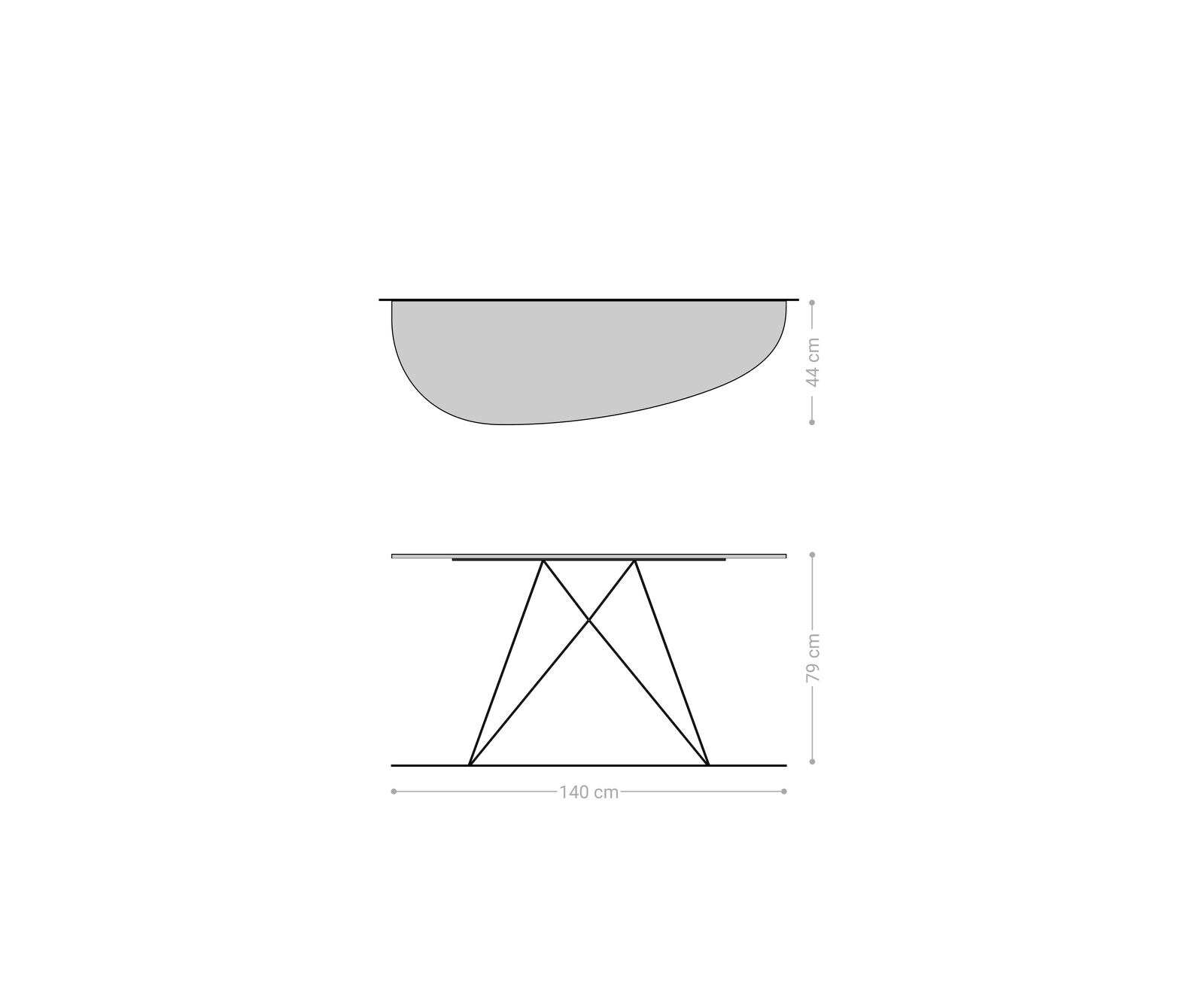 Consoletafel Edge Oval 140x40 cm Keramiek Beton Grijs Velio Metaal Zwart 8