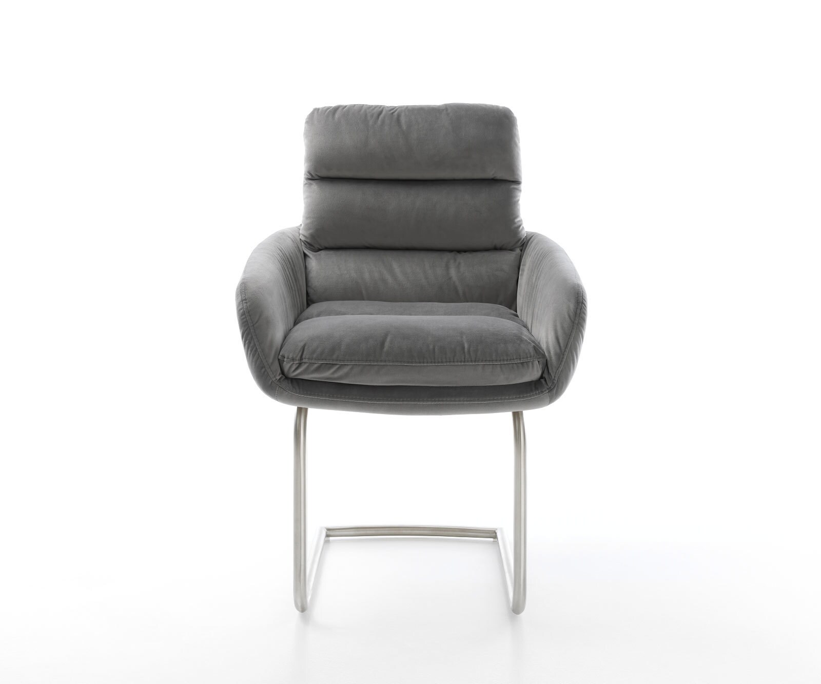 Sledemodel Abelia-Flex met armleuning fluweel grijs sledemodel rond roestvrij staal 1