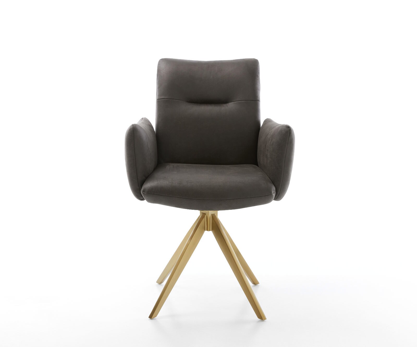Draaistoel Jova-Flex met armleuning microvelours antraciet vintage kruisframe hoekig goud 180° draaibaar pocketveer kern 1
