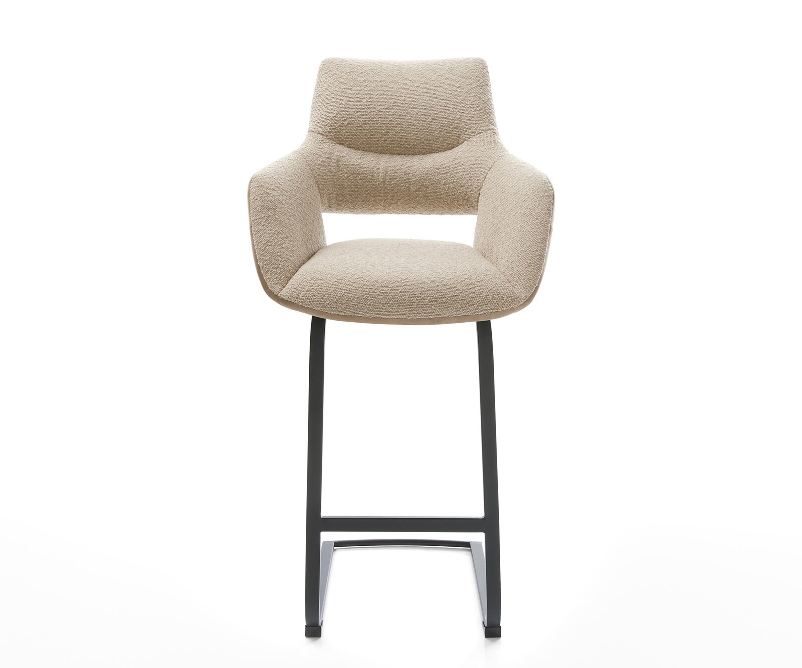 Barstoel Yago-Flex materiaalmix microvezel Mud / bouclé Mud vrijstaand vlak metaal zwart pocketvering 2