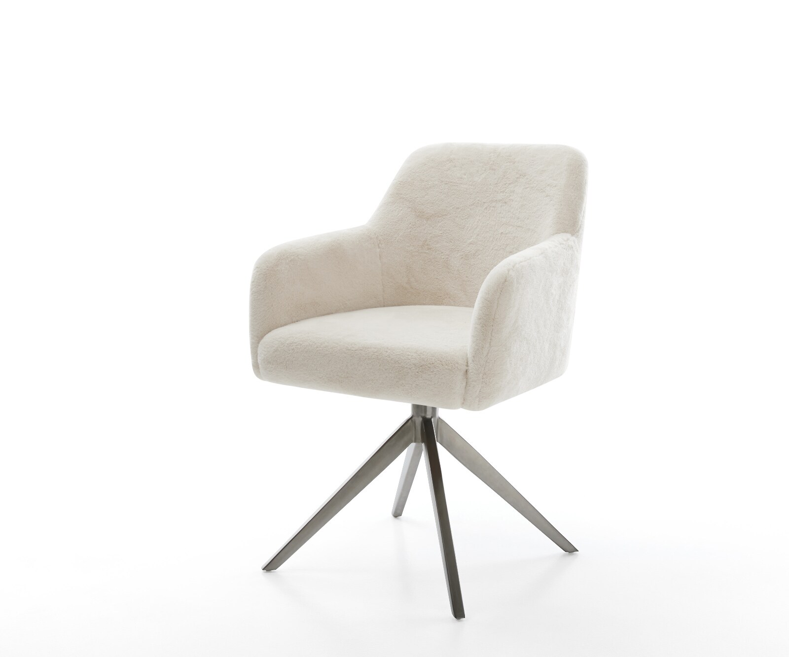 Draaistoel Greg-Flex pluchen crème-wit kruisframe breed grafiet 360° draaibaar rocker-functie pocketveer kern 1