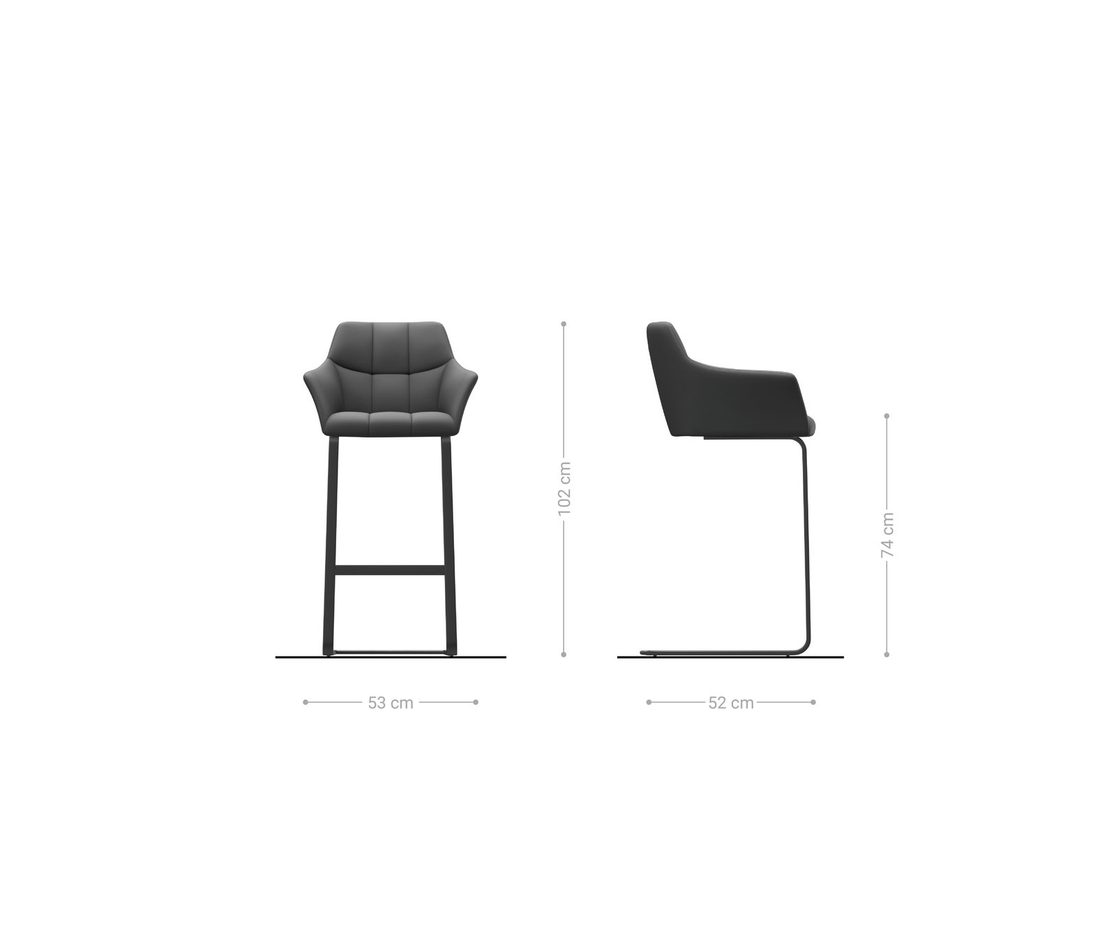 Barstoel Yulo-Flex Zachte Geweven stof Beige Vrijkantelframe plat metaal Zwart 6