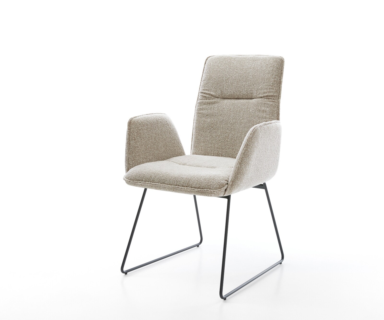 Eetkamerstoel Vinja-Flex geweven stof beige slipframe zwart 1