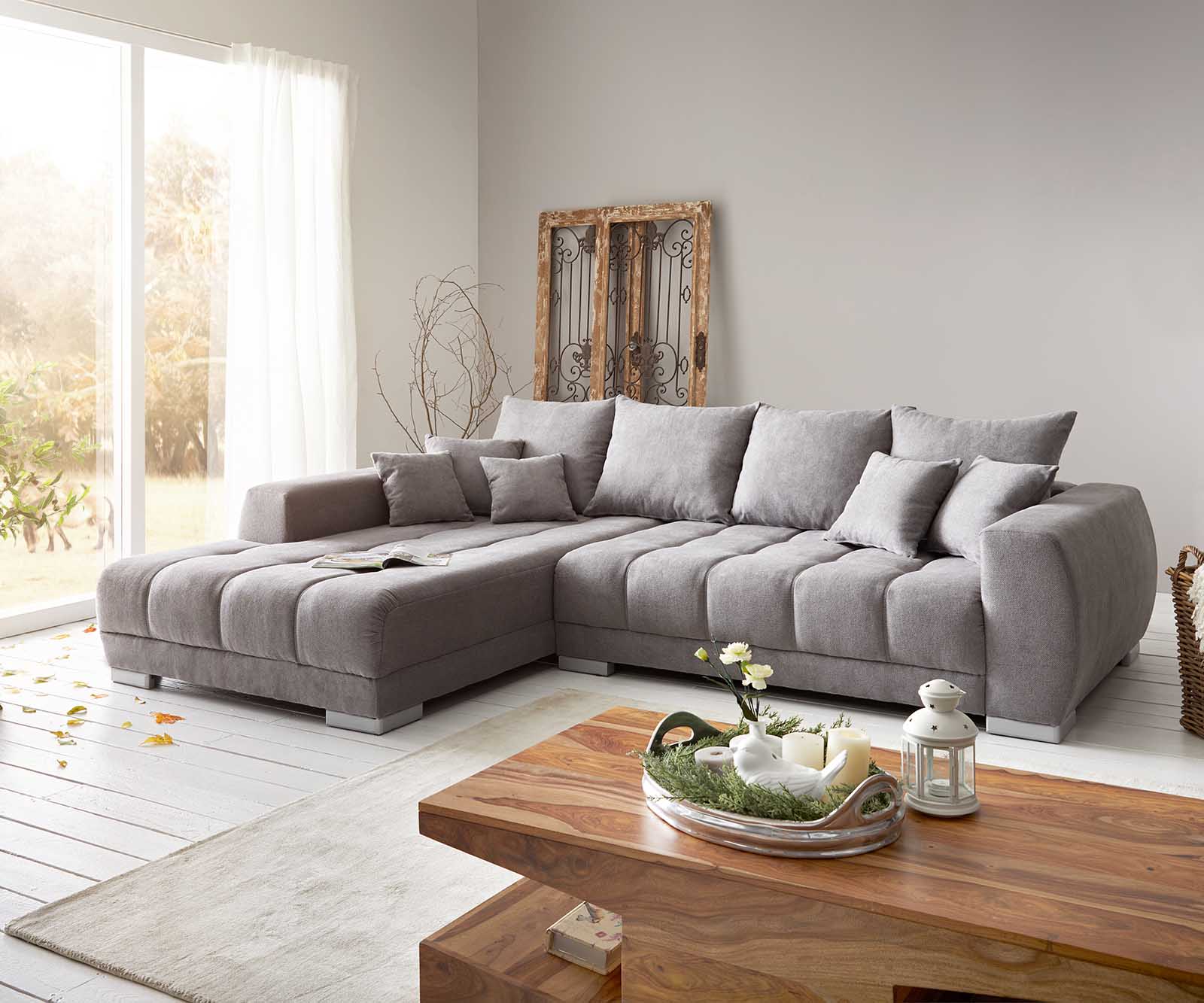 Hoekbank Josea 300x220 cm microvezel steengrijs Recamiere links