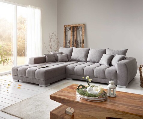 Hoekbank Josea 300x220 cm microvezel steengrijs Recamiere links