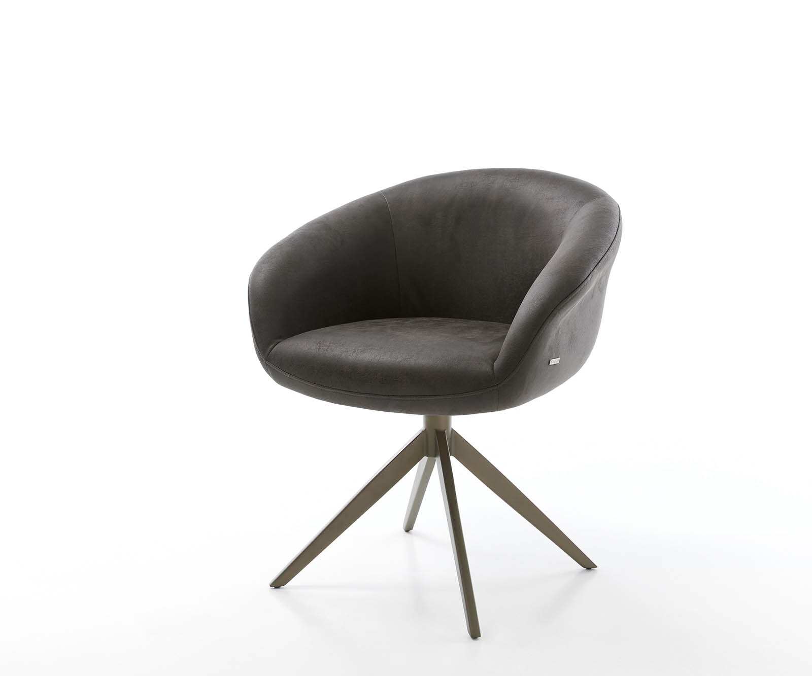 Draaistoel Vinka-Flex met armleuning microvelours antraciet vintage kruisframe breed afwerking met titanium 360° draaibaar pocketveer kern