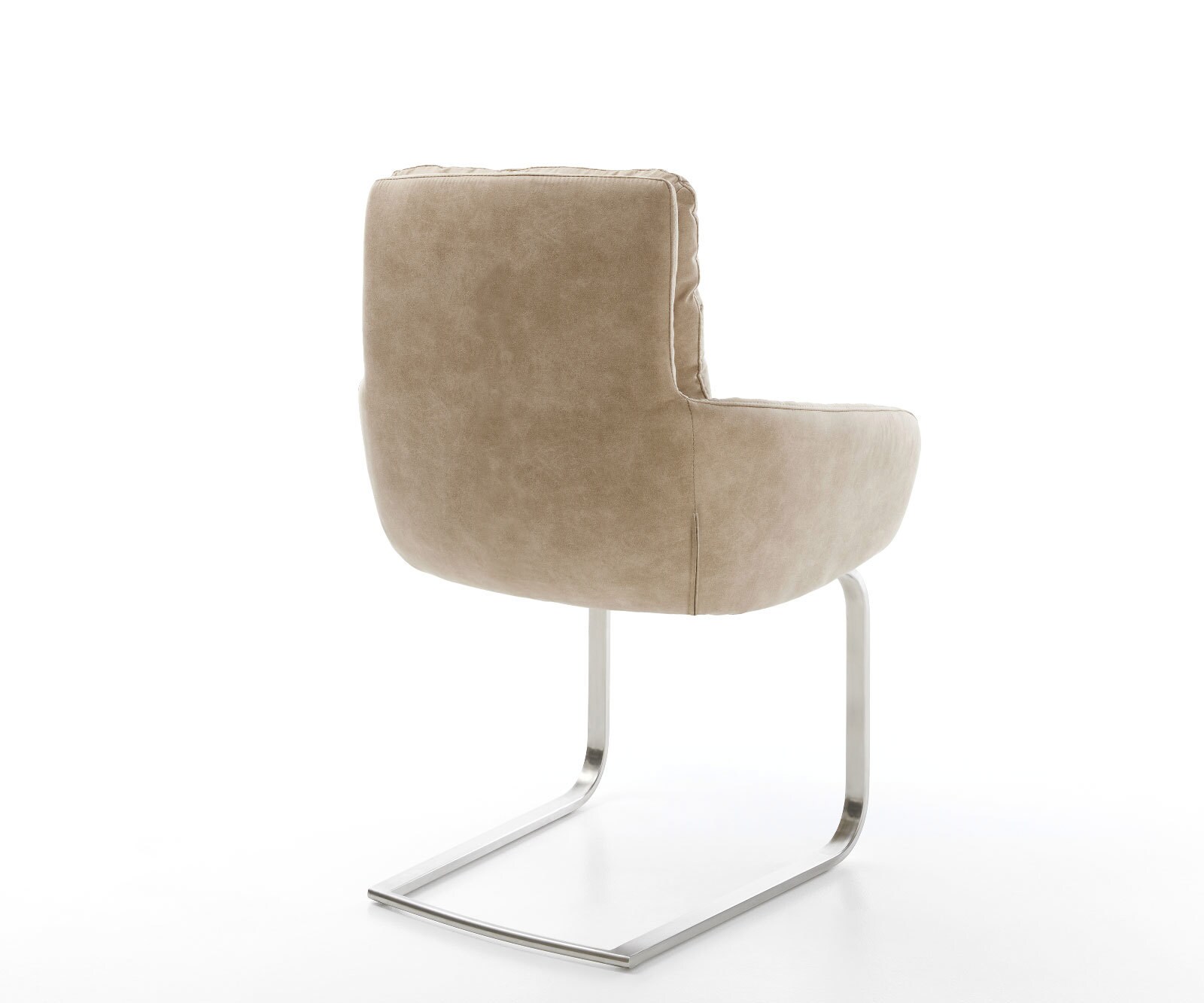 Sledemodel Abelia-Flex met armleuning microvelours beige vintage sledemodel vlak roestvrij staal 4 Sledemodel Abelia-Flex met armleuning microvelours beige vintage sledemodel vlak roestvrij staal 4