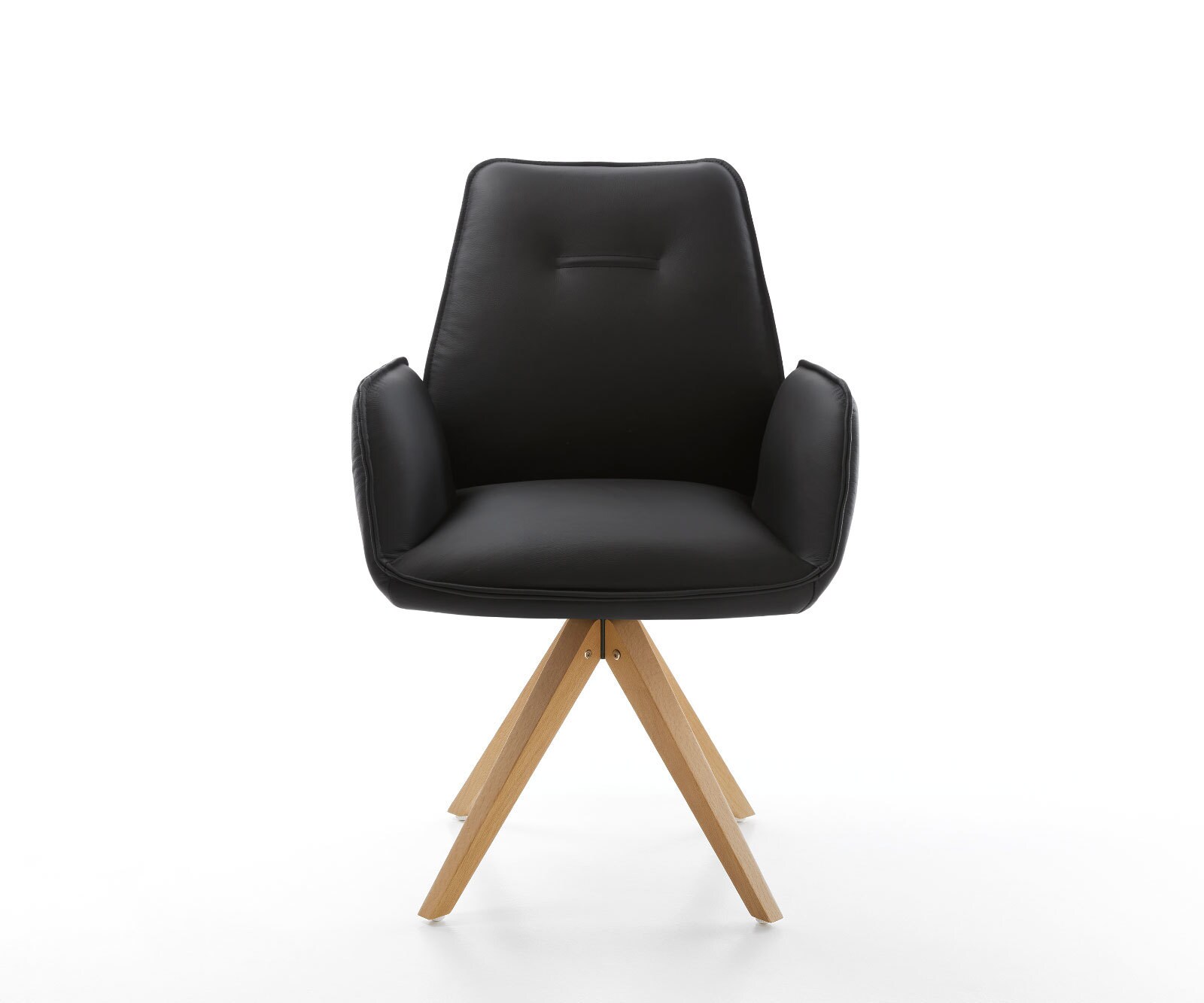 Eetkamerstoel Zoa-Flex echt leer zwart houten frame hoekig natuur pocketveer kern 1