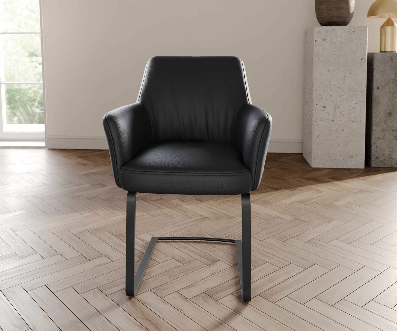 Sledemodel Xana-Flex met armleuning echt leer zwart sledemodel vlak zwart pocketveer kern 1