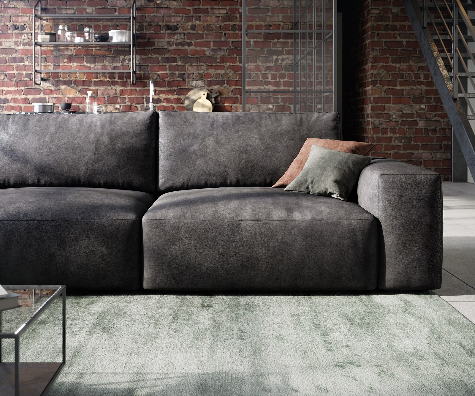 Big-sofa Lanzo 230x95 cm kunstleer vintage antraciet 5