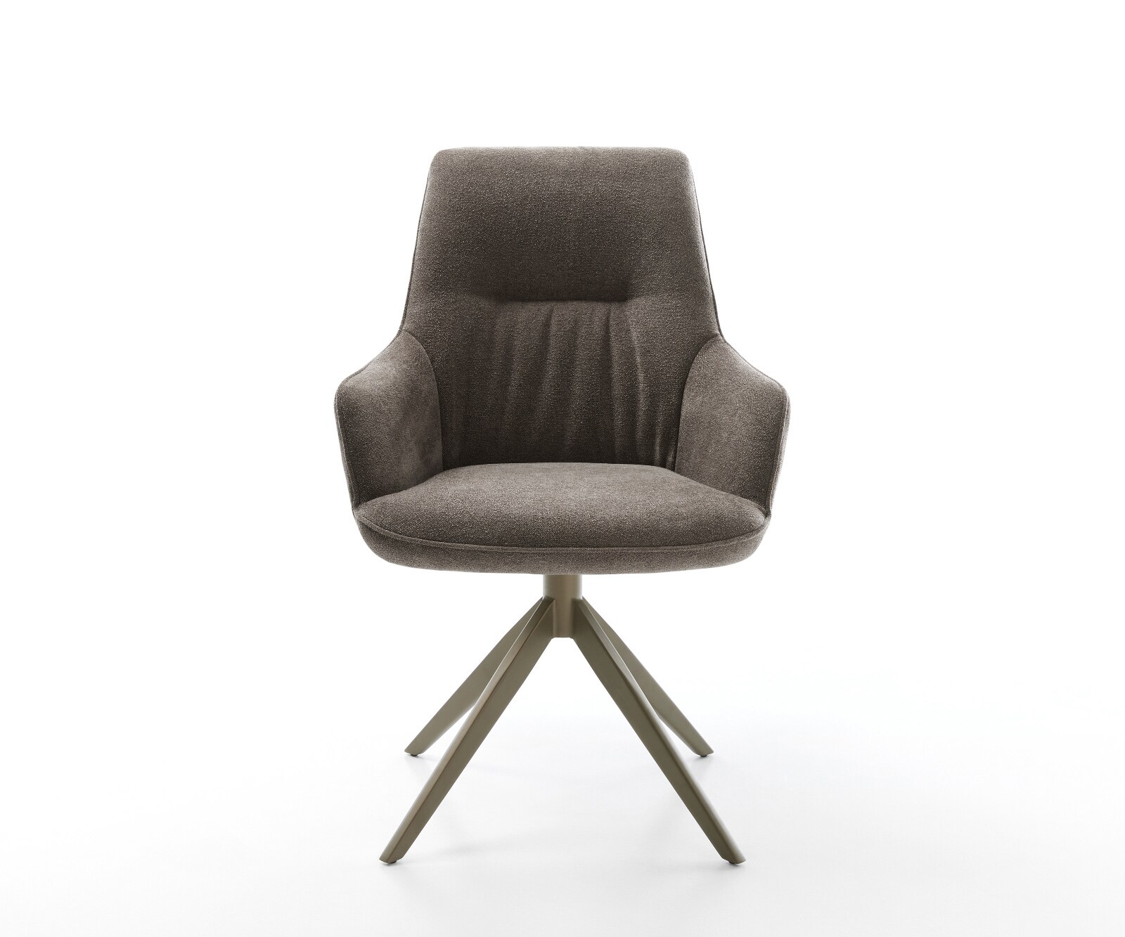 Draaistoel Zelia-Flex met armleuning zachte stof met structuur taupe kruisframe breed afwerking met titanium 360° draaibaar rocker-functie pocketveer kern 1
