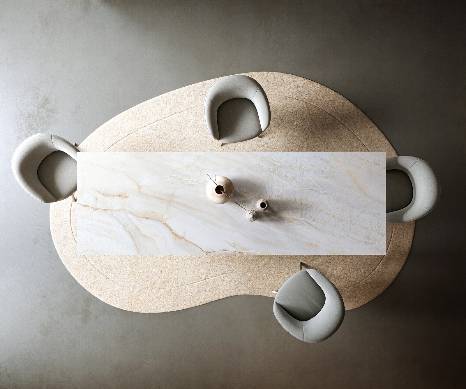 Eettafel Edge 300x100 cm keramiek Onyx Pearl Prisma metallic goud 6