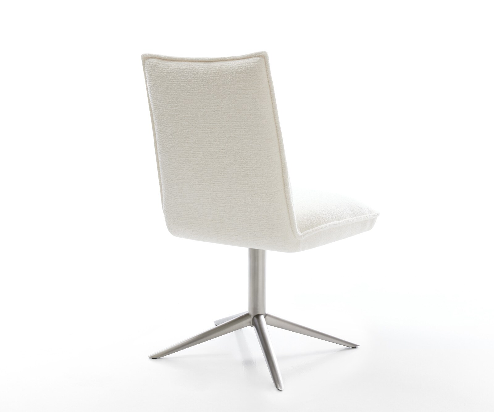 Draaistoel Lelio-Flex bouclé zacht beige kruispoot roestvrij staal 360° draaibaar rocker-functie pocketveer kern 5