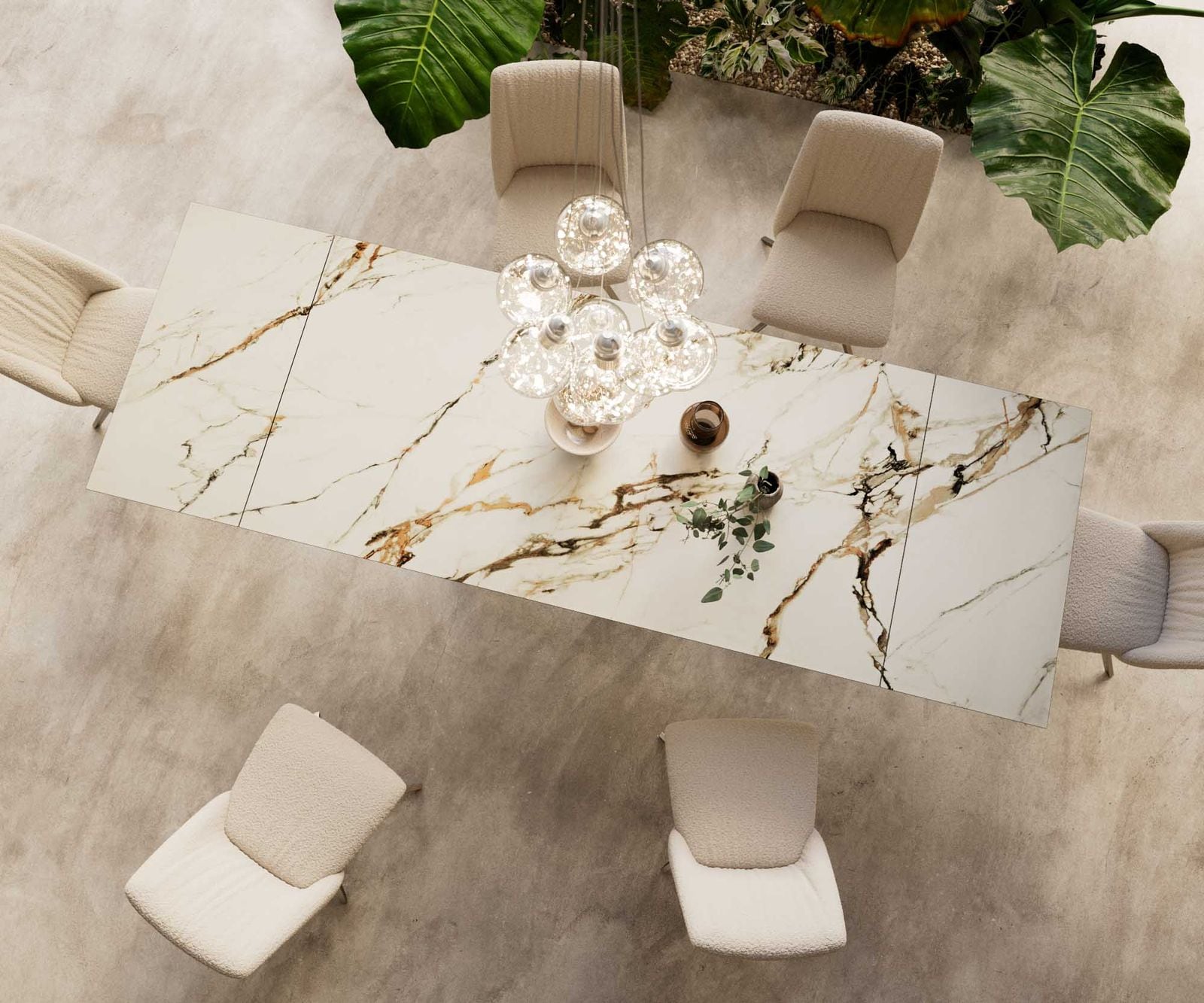 Eetkamertafel Edge 200-300x100 keramiek Calacatta Luxe wit-goud-grijs spider vlak staal RVS uitschuifbaar 5 Eetkamertafel Edge 200-300x100 keramiek Calacatta Luxe wit-goud-grijs spider vlak staal RVS uitschuifbaar 5