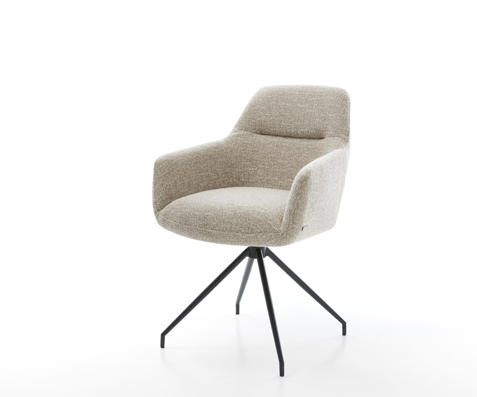 Eetkamerstoel Pejo-Flex geweven stof beige kruisframe conisch zwart pocketveer kern 1