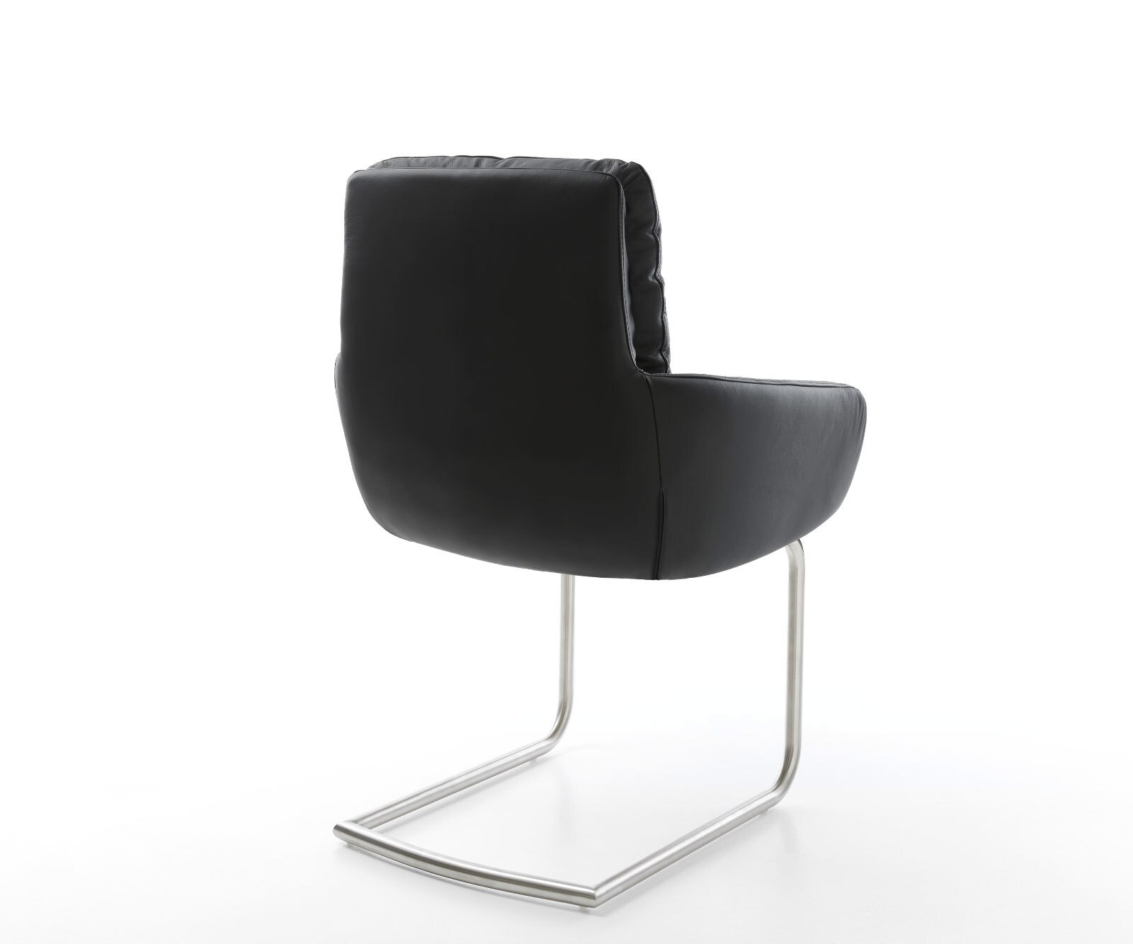 Sledemodel Abelia-Flex met armleuning echt leer zwart sledemodel rond roestvrij staal 5