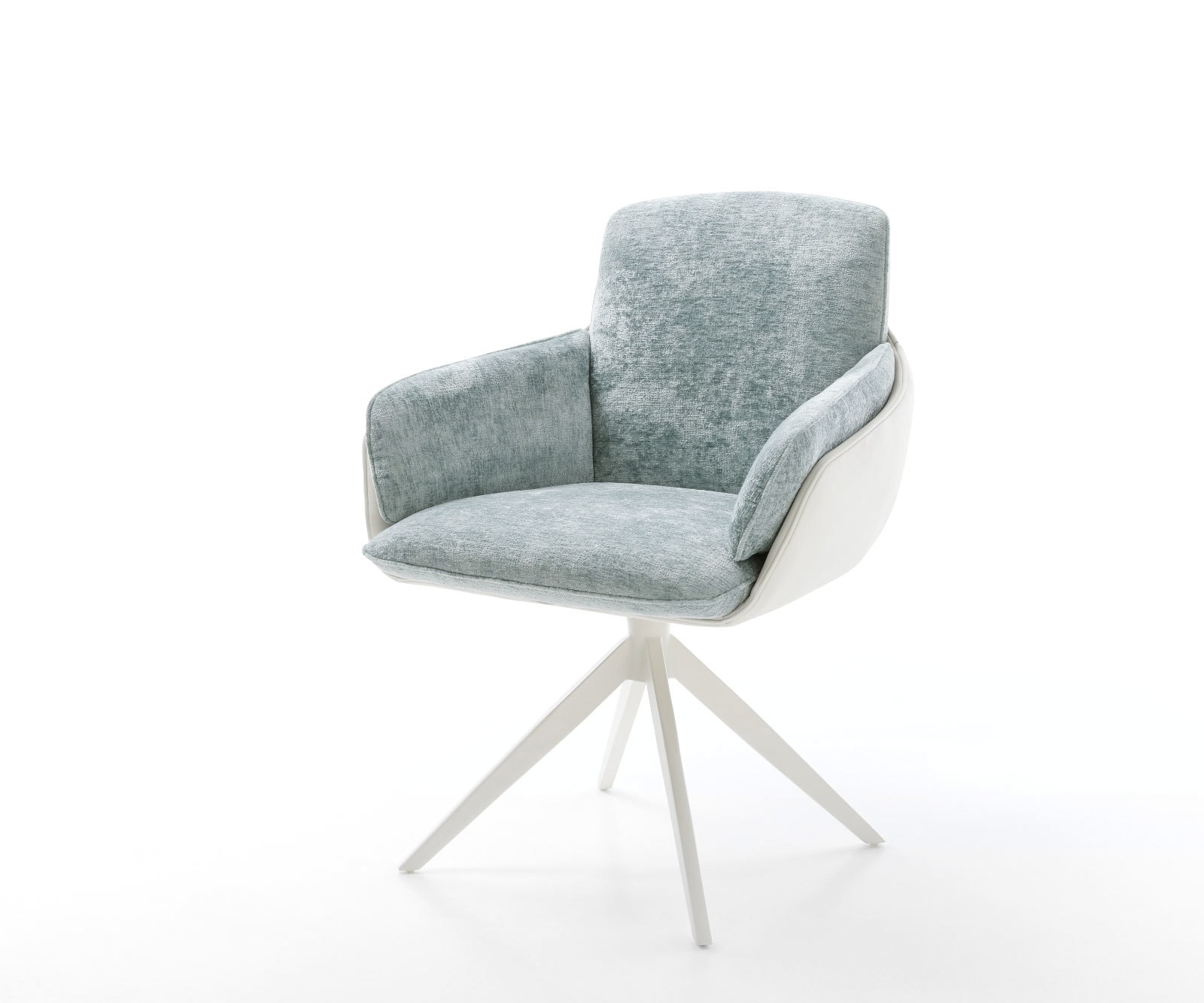 Draaistoel Luan-Flex met armleuning materiaalmix echt leer wit-pastelblauw kruisframe breed wit 360° draaibaar rocker-functie Draaistoel Luan-Flex met armleuning materiaalmix echt leer wit-pastelblauw kruisframe breed wit 360° draaibaar rocker-functie