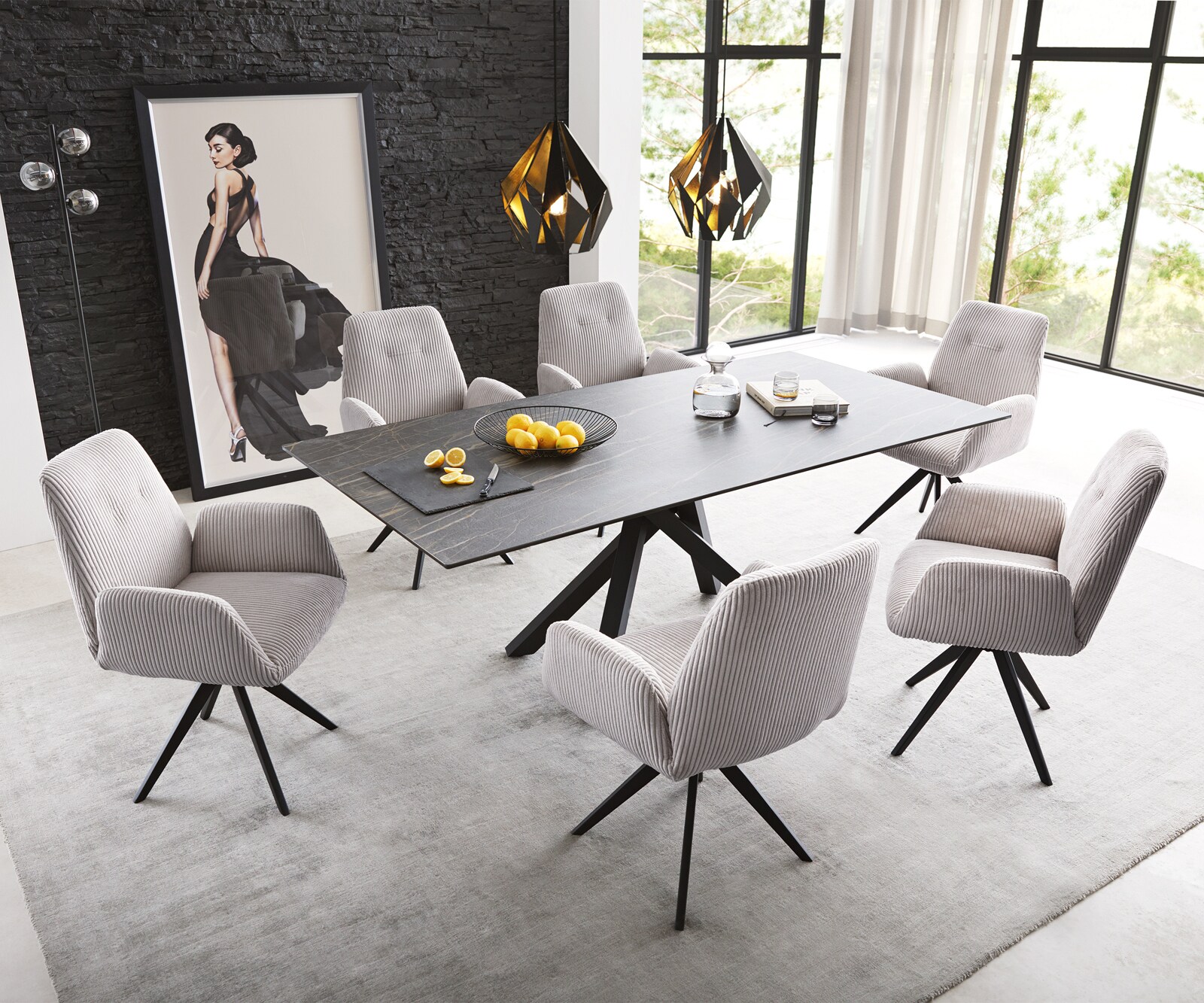 Eetkamerstoel Zoa-Flex koord zilver grijs kruisframe hoekig zwart pocketveer kern 3 Eetkamerstoel Zoa-Flex koord zilver grijs kruisframe hoekig zwart pocketveer kern 3