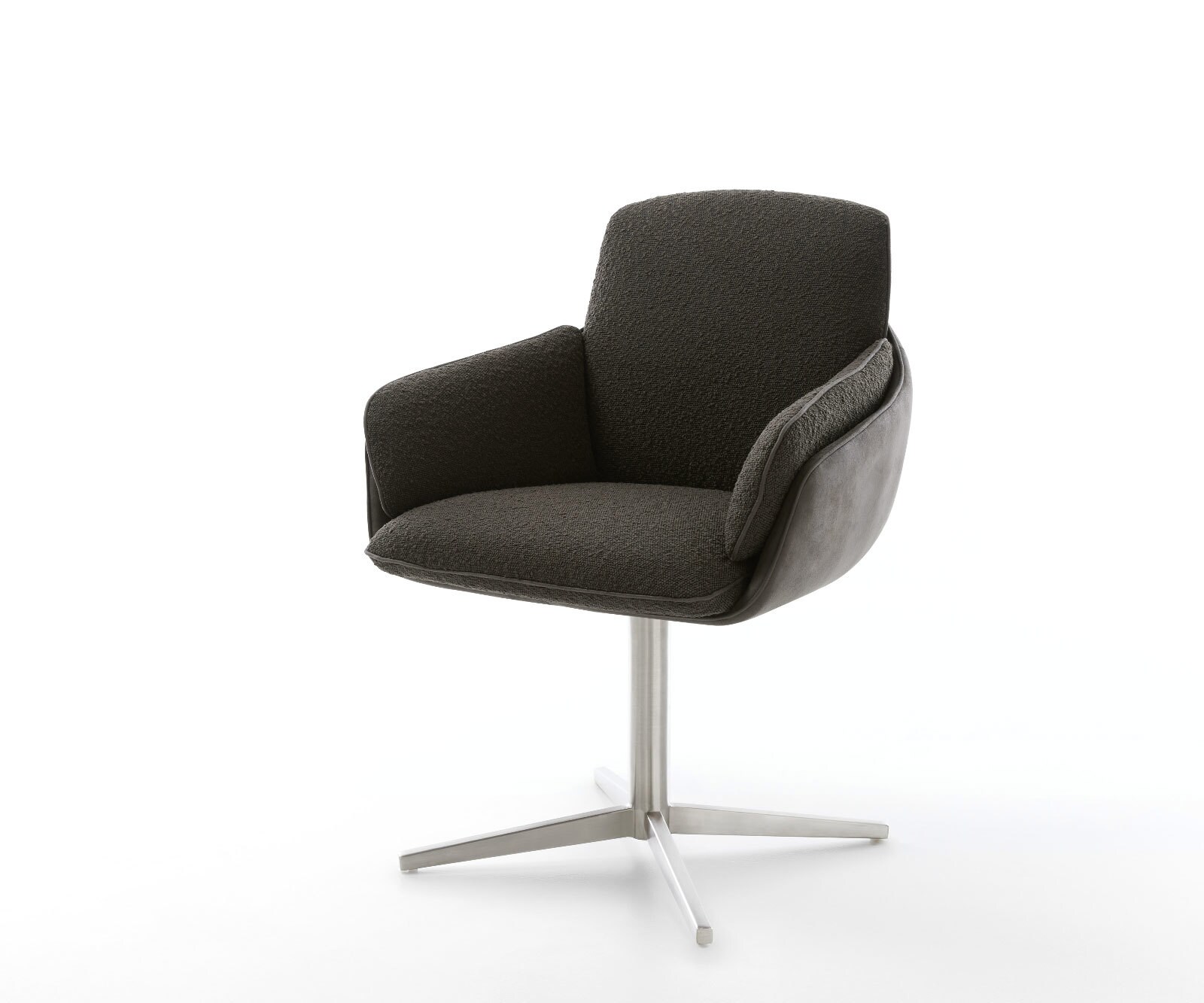 Draaistoel Luan-Flex met armleuning materiaalmix zwart kruispoot roestvrij staal 360° draaibaar