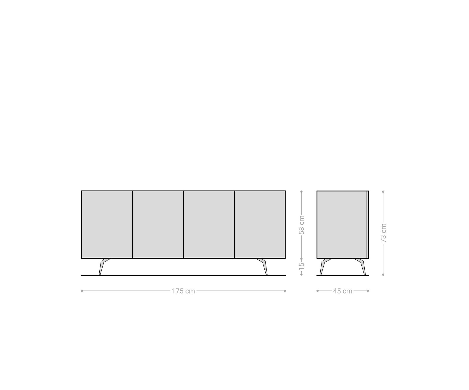 Dressoir Imara 175 cm mango bruin 2 deuren 3 lades hoekpoot metaal zwart 6