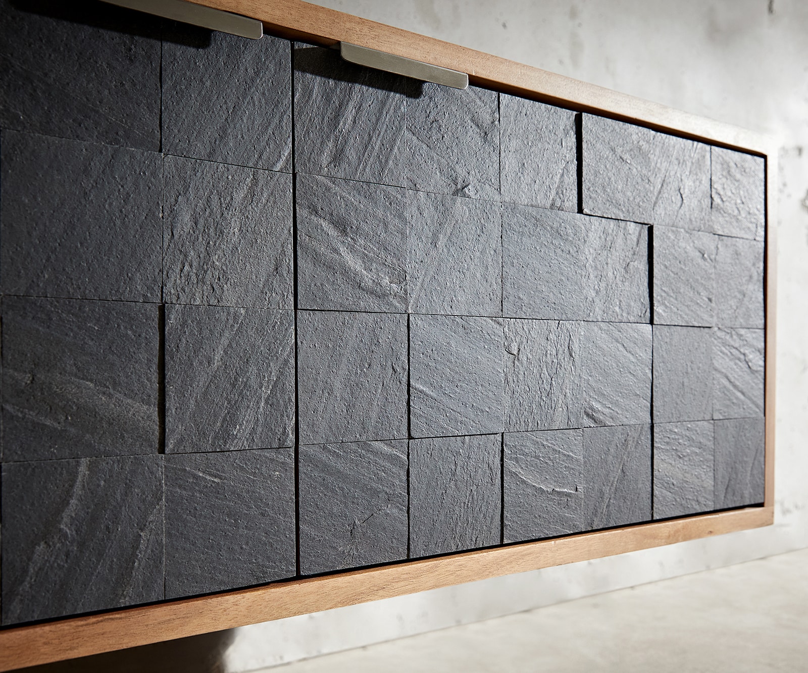 Tv-meubel Teele 240 cm acacia natuurleisteen 4 deurs zwevend 4 Tv-meubel Teele 240 cm acacia natuurleisteen 4 deurs zwevend 4