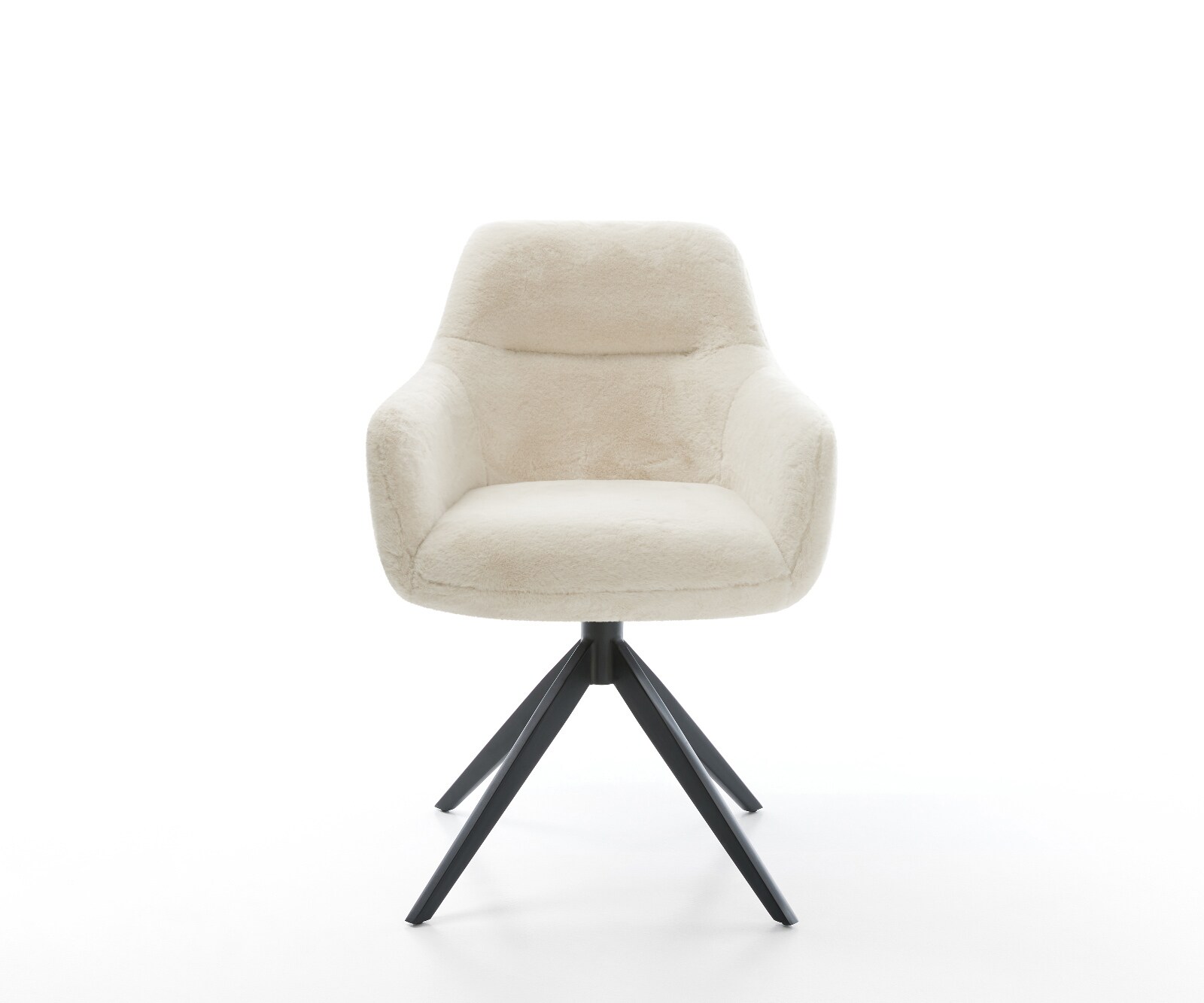 Draaistoel Pejo-Flex pluchen crème-wit kruisframe breed zwart 360° draaibaar rocker-functie pocketveer kern 2