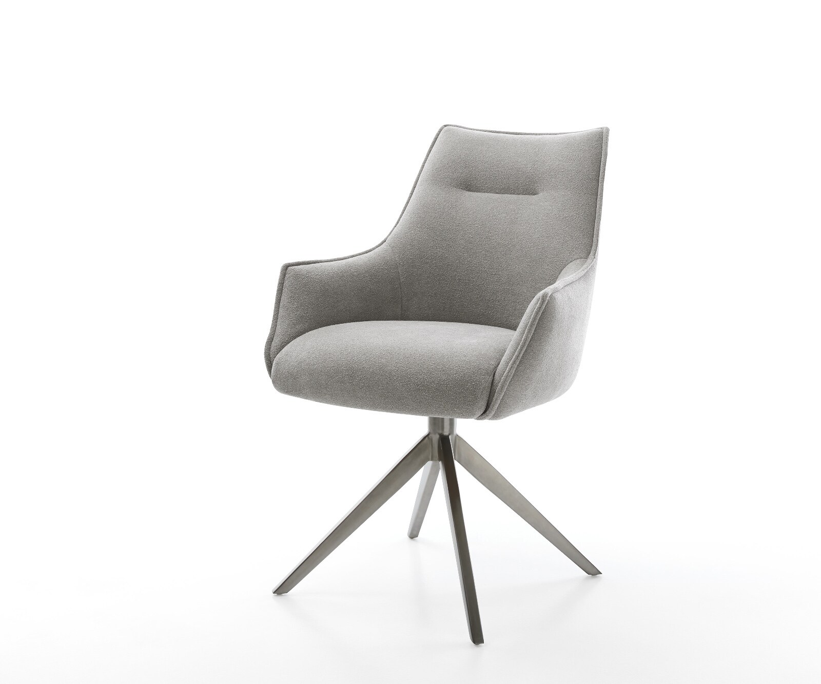 Draaistoel Alja-Flex met armleuning zachte stof met structuur grijs kruisframe breed grafiet 360° draaibaar rocker-functie pocketveer kern