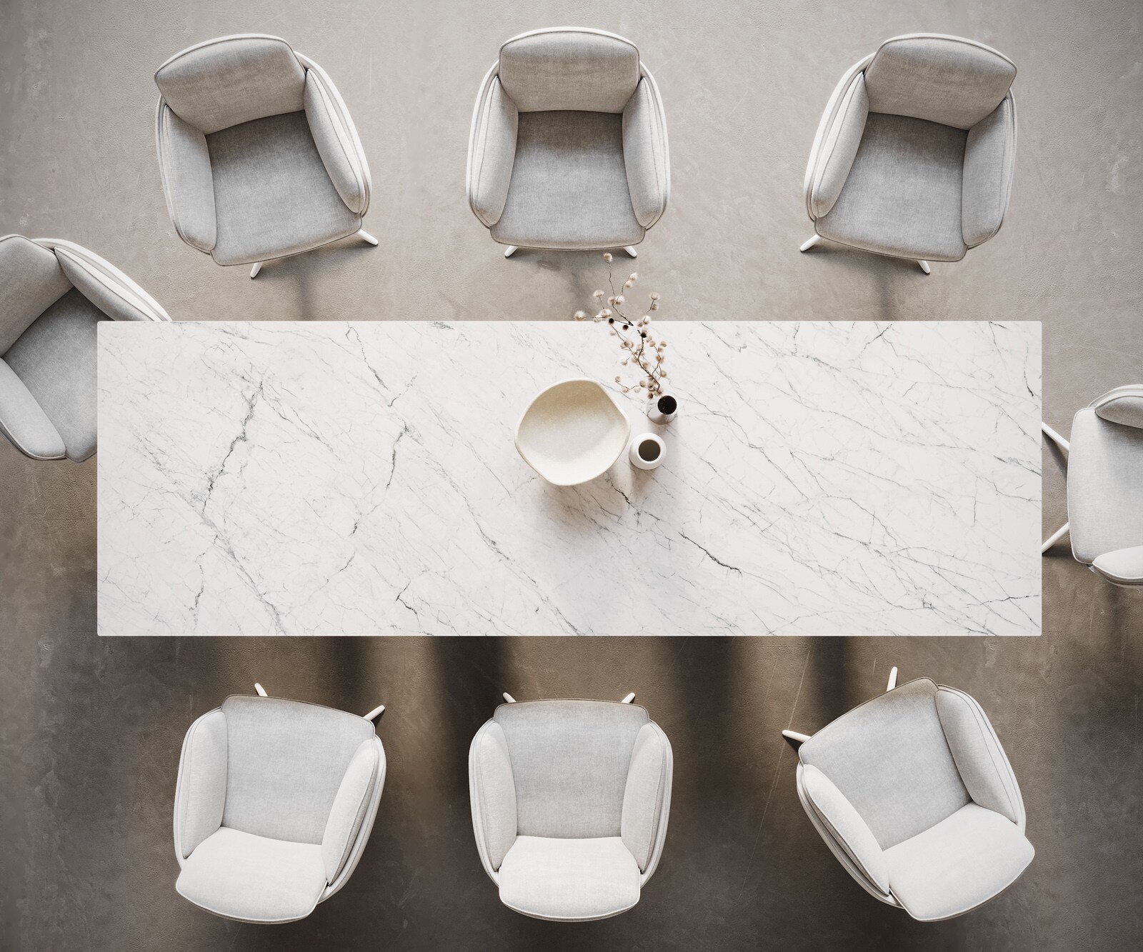 Eetkamertafel Edge 300x100 keramiek Laminam®Statuarietto wit Pilier metaal wit 5