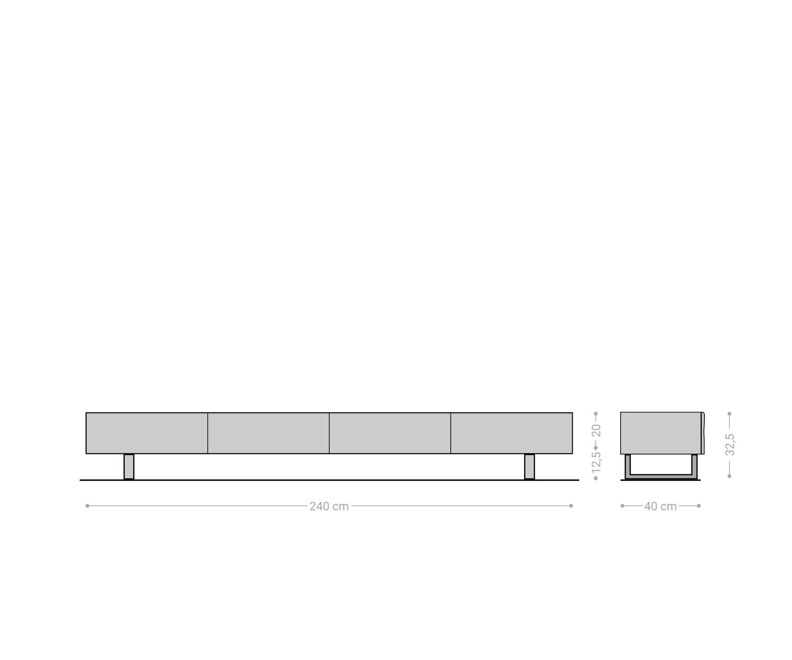 TV-meubel New Live-Edge 240 cm acacia natuur 4 schuifladen sledepoten RVS geborsteld  6
