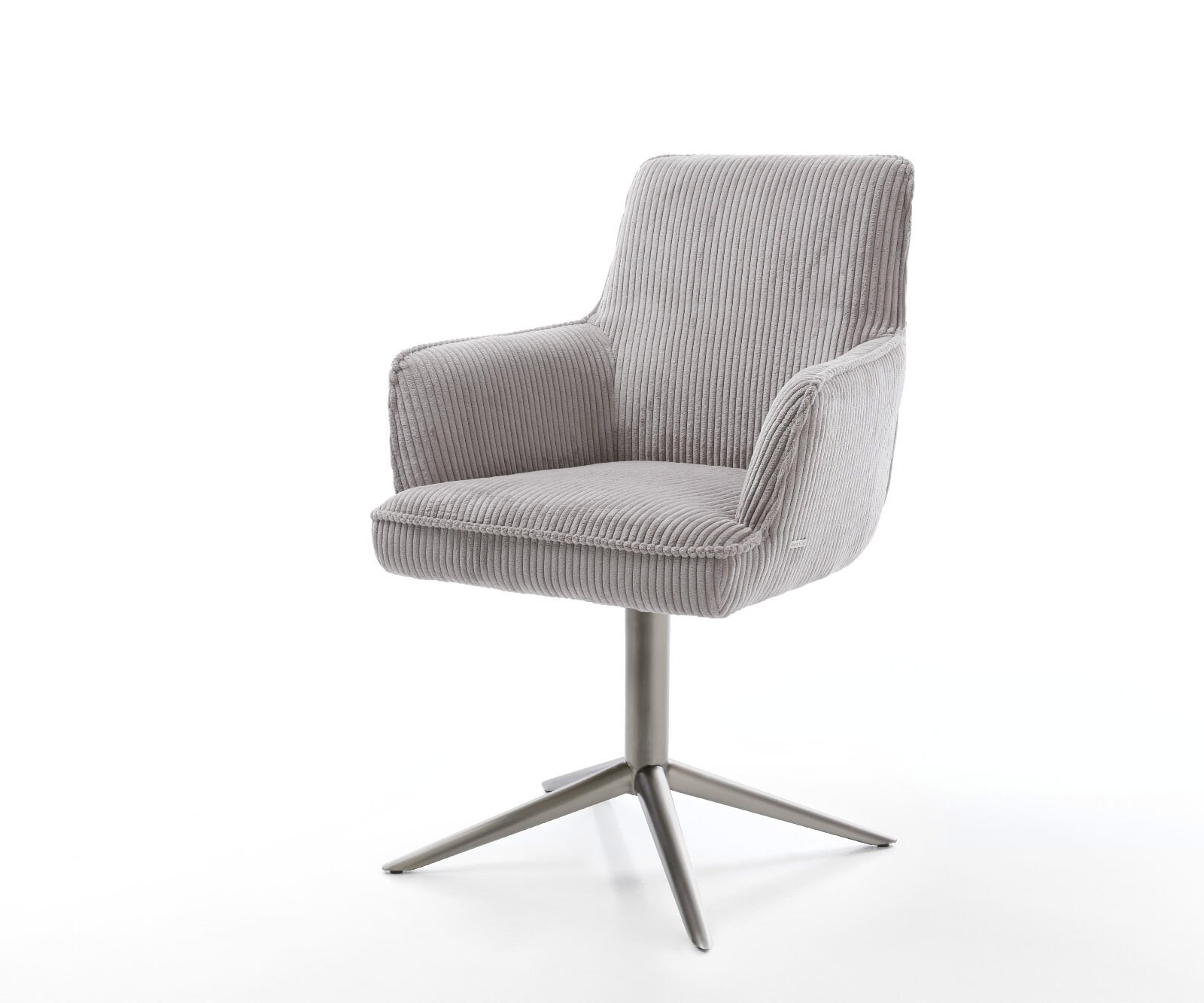 Draaistoel Heira-Flex met armleuning koord zilver grijs kruispoot grafiet 360° draaibaar rocker-functie pocketveer kern