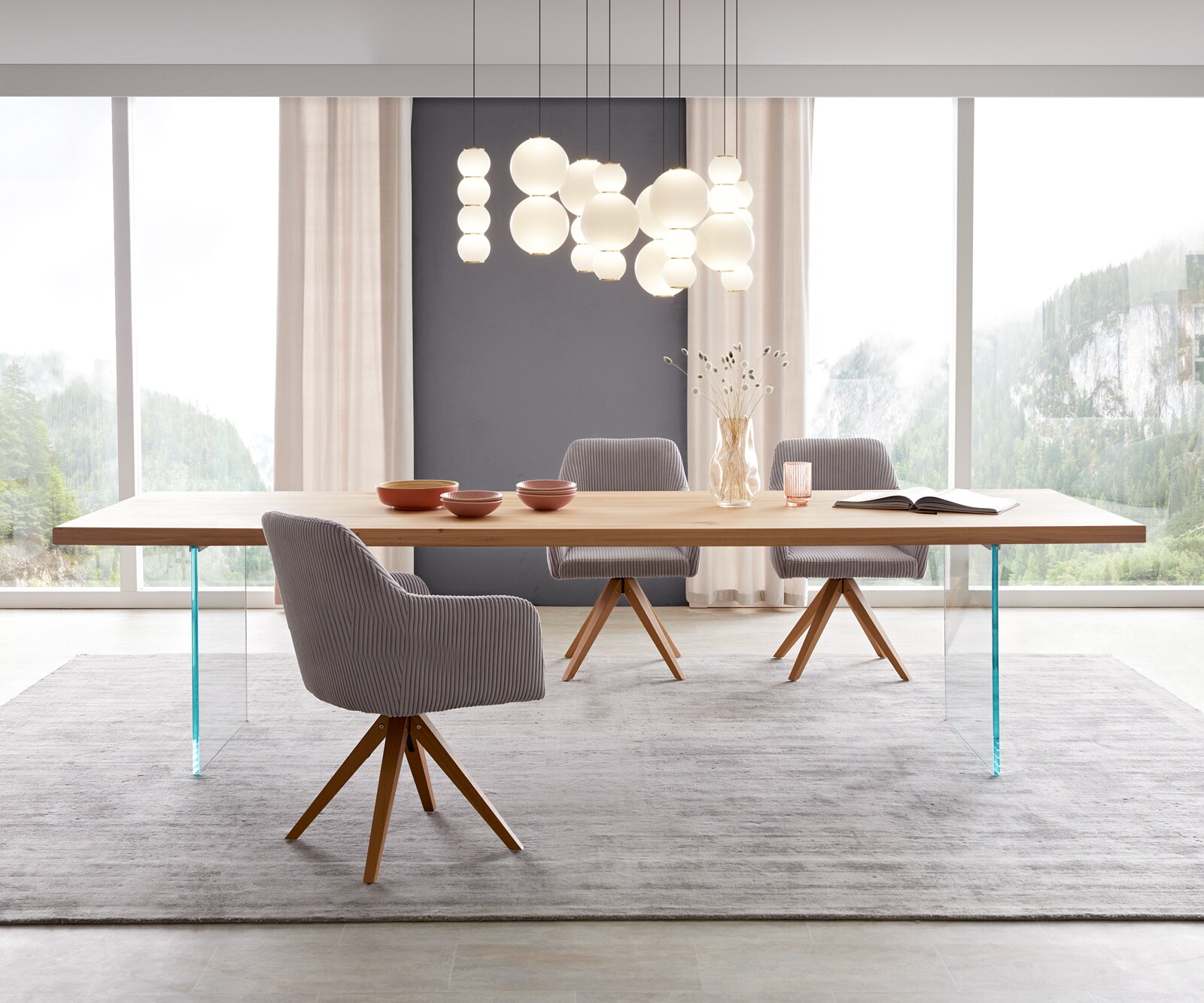 Eettafel Edge 300x100 eiken natuur Glas 1