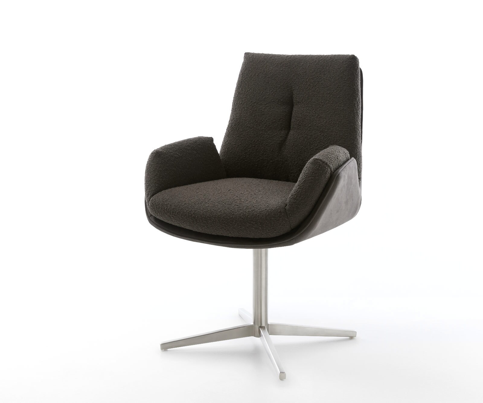 Draaistoel Clea-Flex materiaalmix zwart kruispoot roestvrij staal 360° draaibaar
