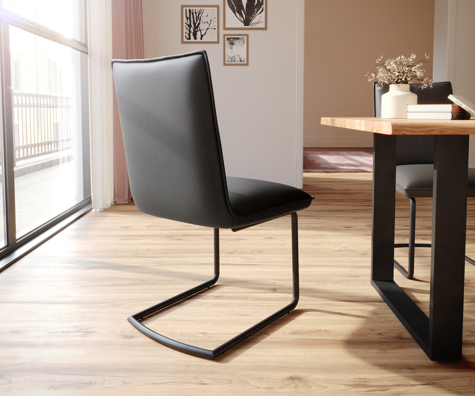 Sledemodel Lelio-Flex echt leer zwart sledemodel rond zwart pocketveer kern 4