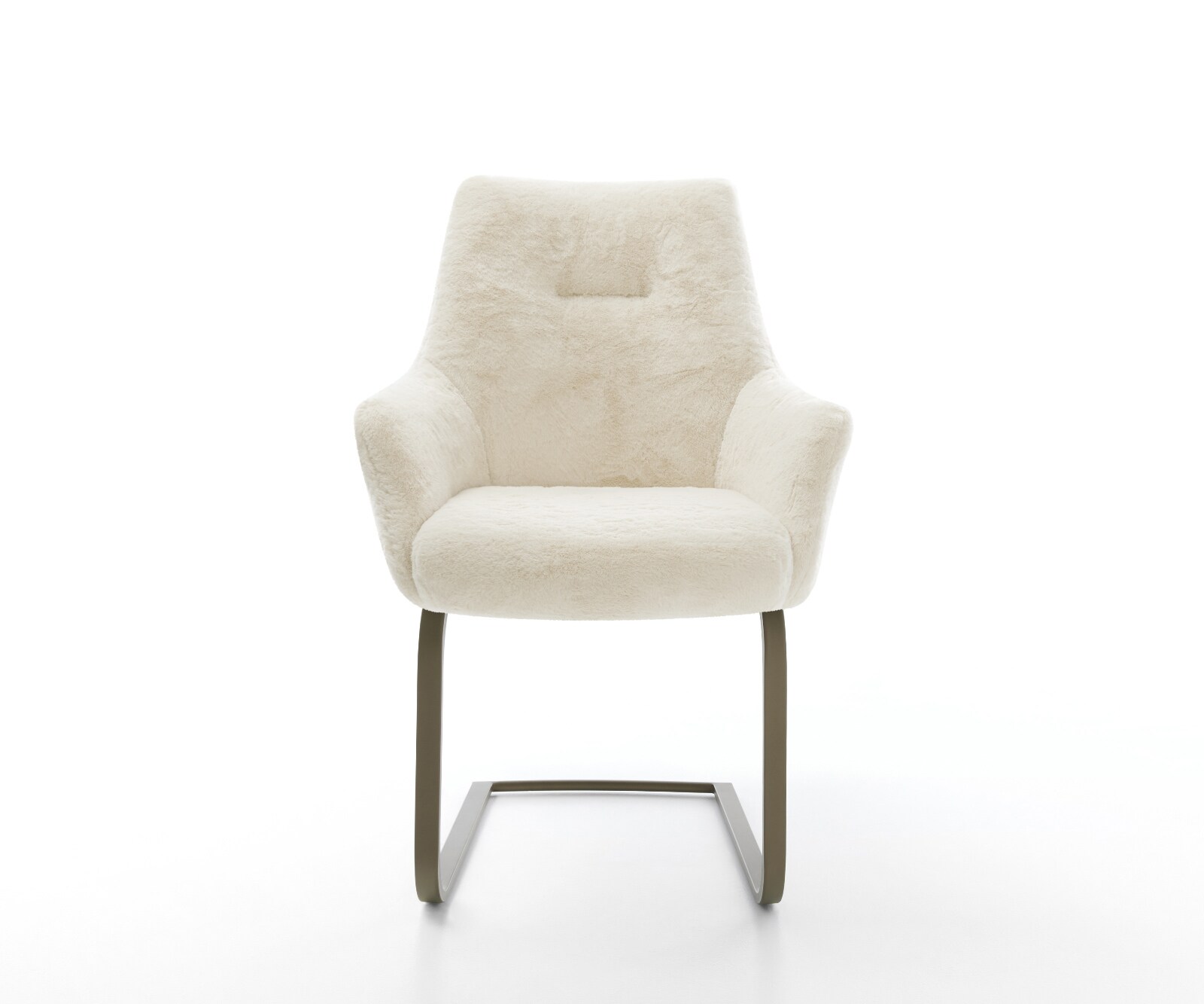 Sledemodel Alja-Flex met armleuning pluchen crème-wit sledemodel vlak afwerking met titanium pocketveer kern 2