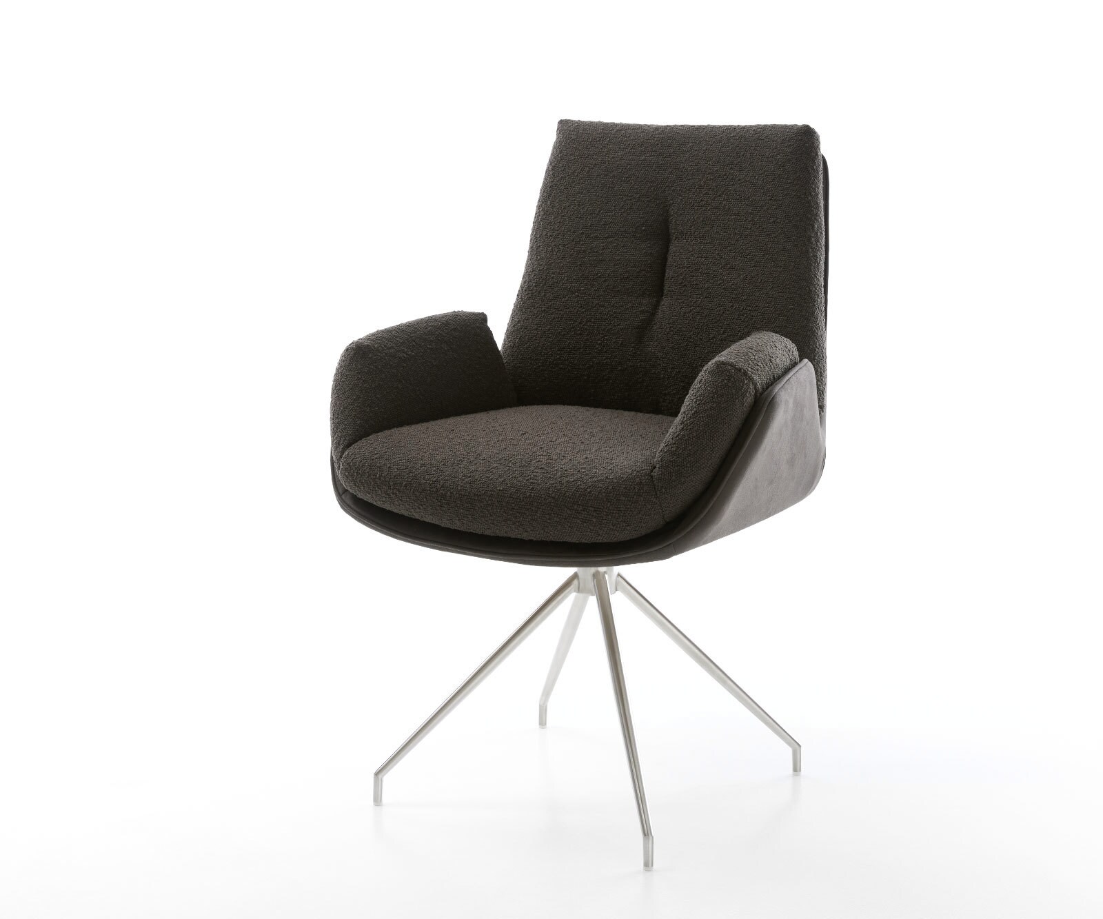 Draaistoel Clea-Flex materiaalmix zwart kruisframe conisch roestvrij staal 180° draaibaar