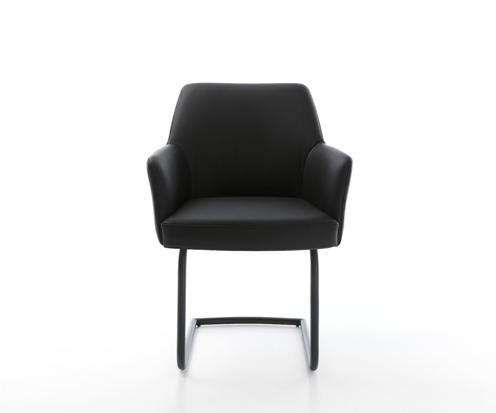 Sledemodel Xana-Flex met armleuning echt leer zwart sledemodel rond zwart pocketveer kern 2