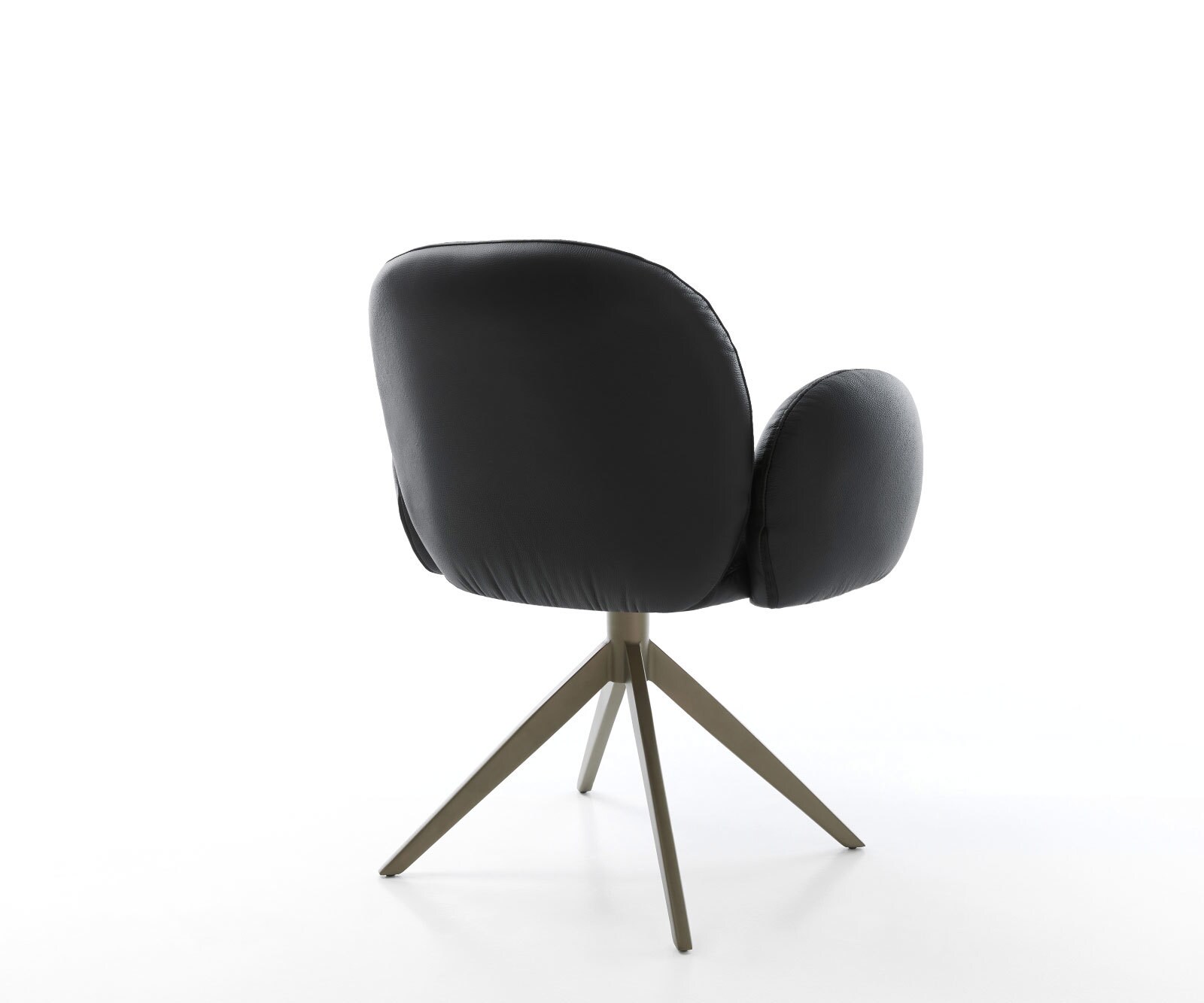 Draaistoel Nube-Flex met armleuning echt leer zwart kruisframe breed afwerking met titanium 360° draaibaar rocker-functie pocketveer kern 4