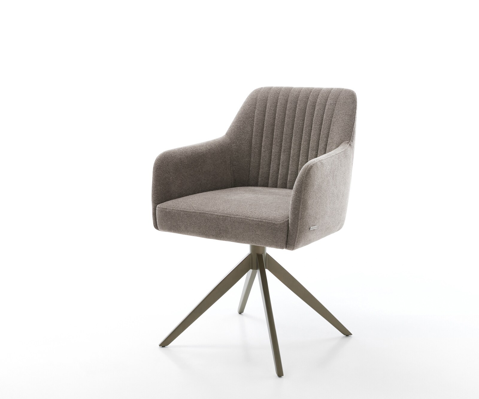 Draaistoel Greg-Flex zachte stof met structuur taupe kruisframe breed afwerking met titanium 360° draaibaar rocker-functie pocketveer kern