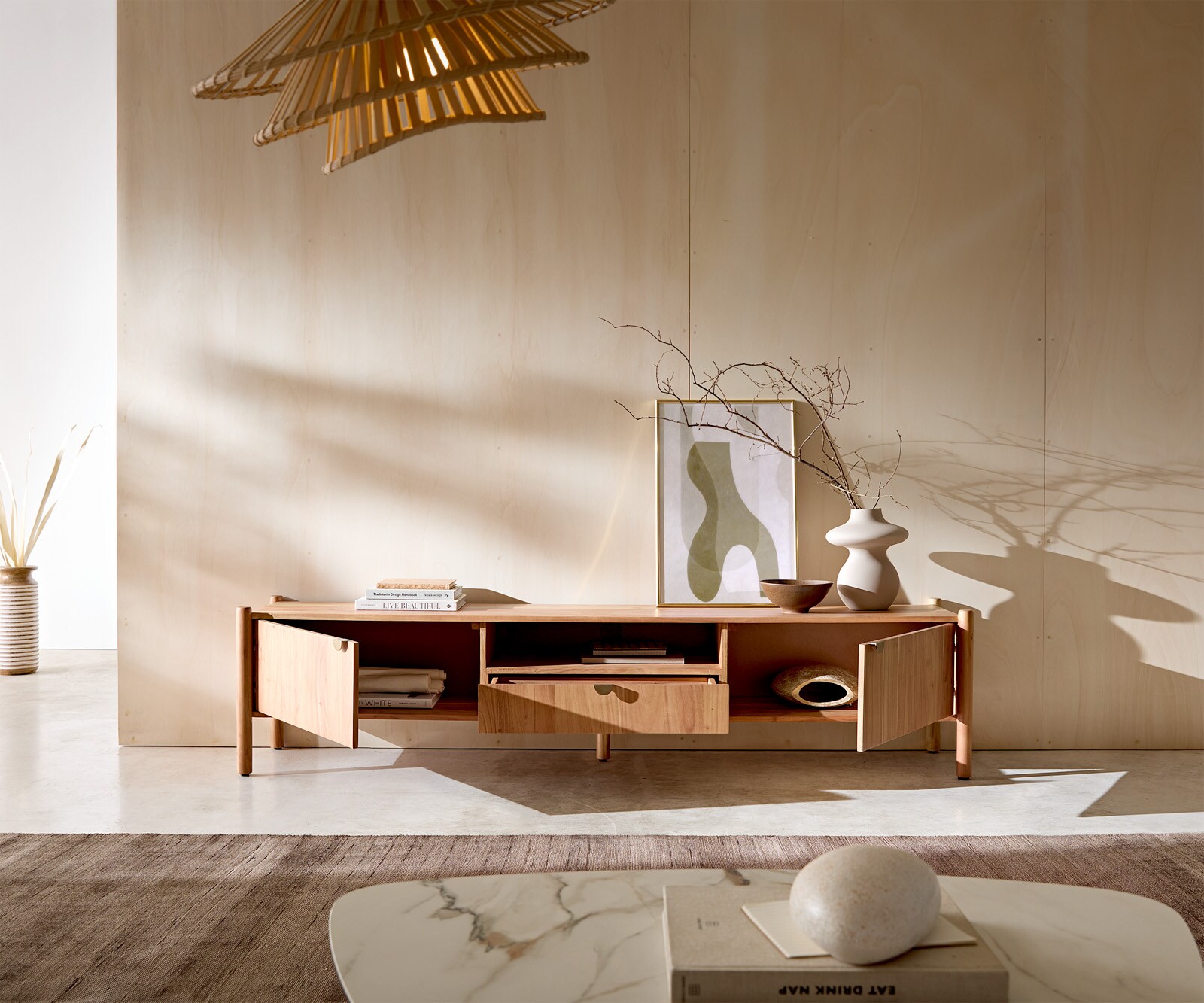 Tv-meubel Caius 200 cm acacia aura 2 deuren 1 lade 1 vak 3 Tv-meubel Caius 200 cm acacia aura 2 deuren 1 lade 1 vak 3