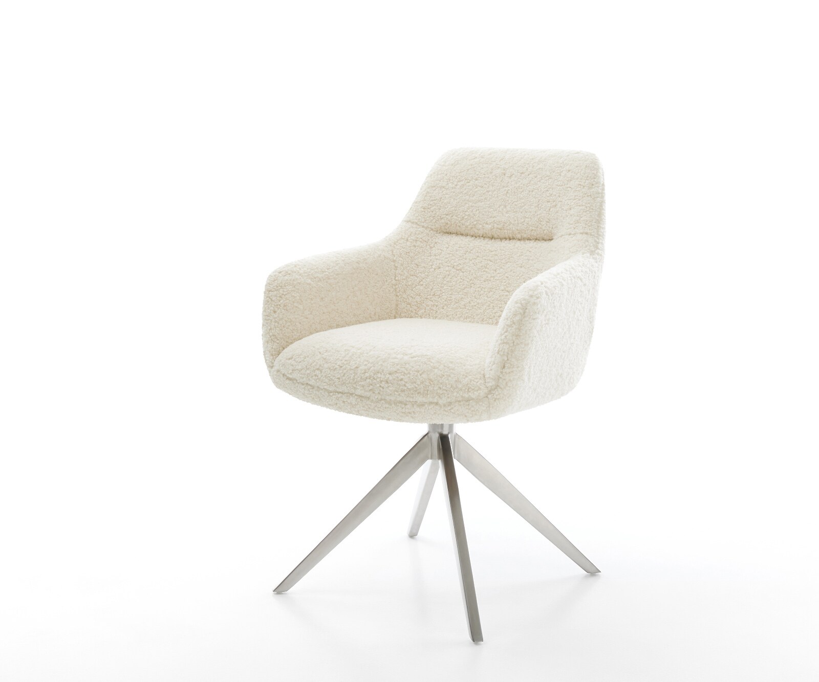 Draaistoel Pejo-Flex teddy beige kruisframe breed roestvrij staal 360° draaibaar rocker-functie pocketveer kern 1