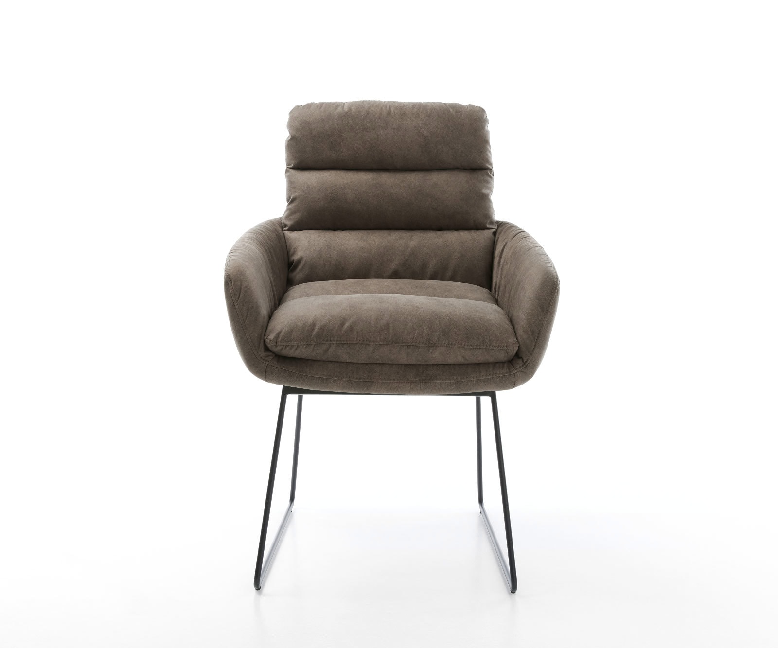 Eetkamerstoel Abelia-Flex met armleuning microvelours taupe vintage slipframe zwart 2