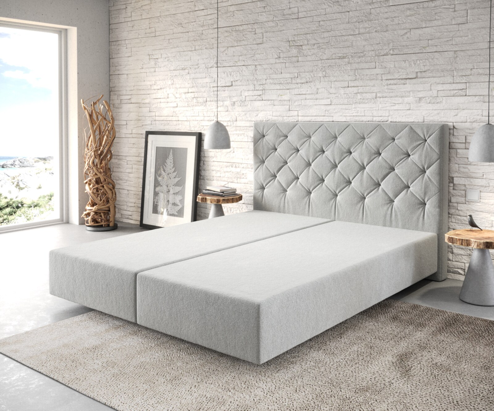 Boxspring-frame Dream-Great 160x200 microvezel zilvergrijs Boxspring-frame Dream-Great 160x200 microvezel zilvergrijs