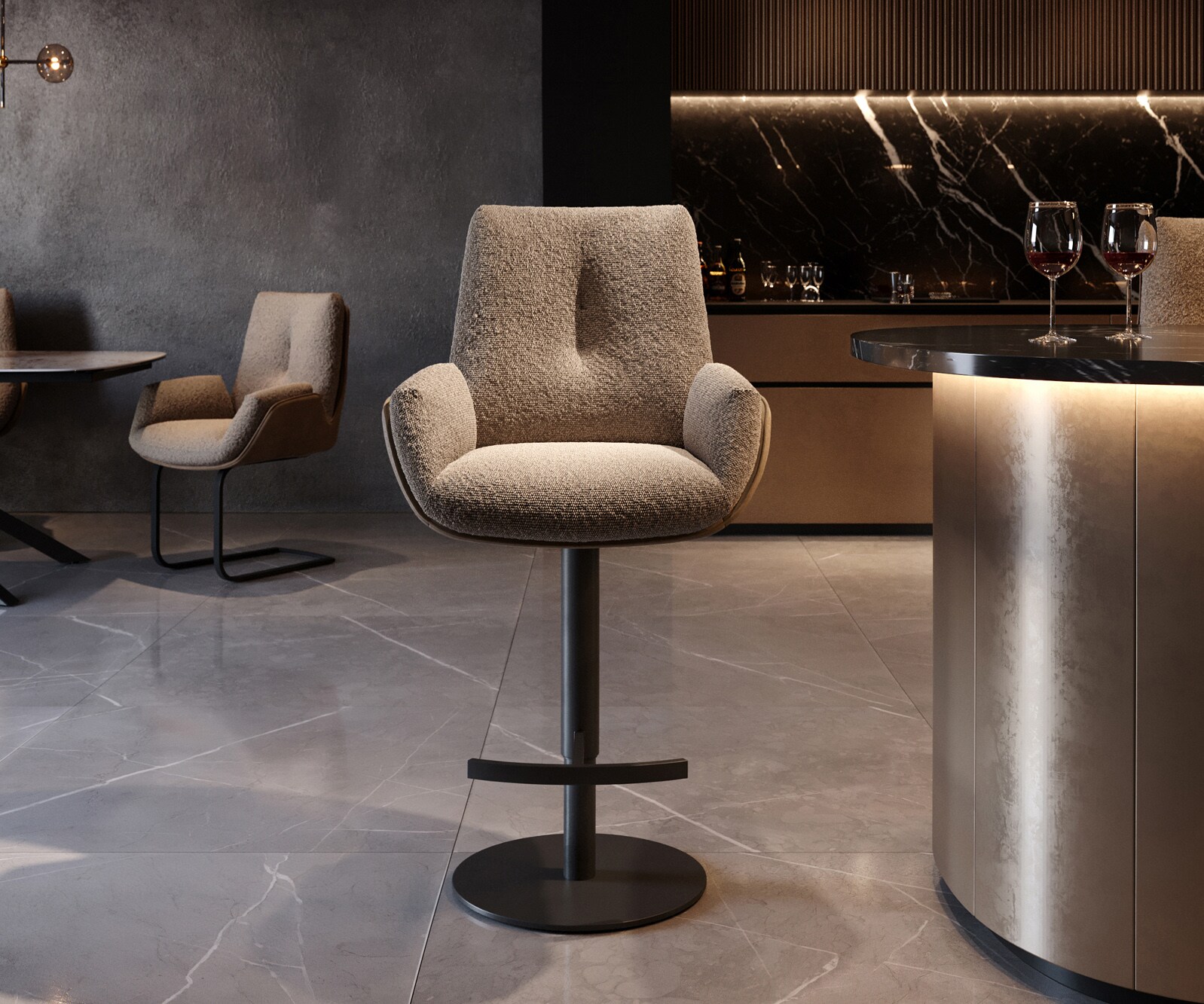 Barstoel Clea-Flex materiaalmix Mud draaivoet in hoogte verstelbaar metaal draaibaar pocketvering 4 Barstoel Clea-Flex materiaalmix Mud draaivoet in hoogte verstelbaar metaal draaibaar pocketvering 4