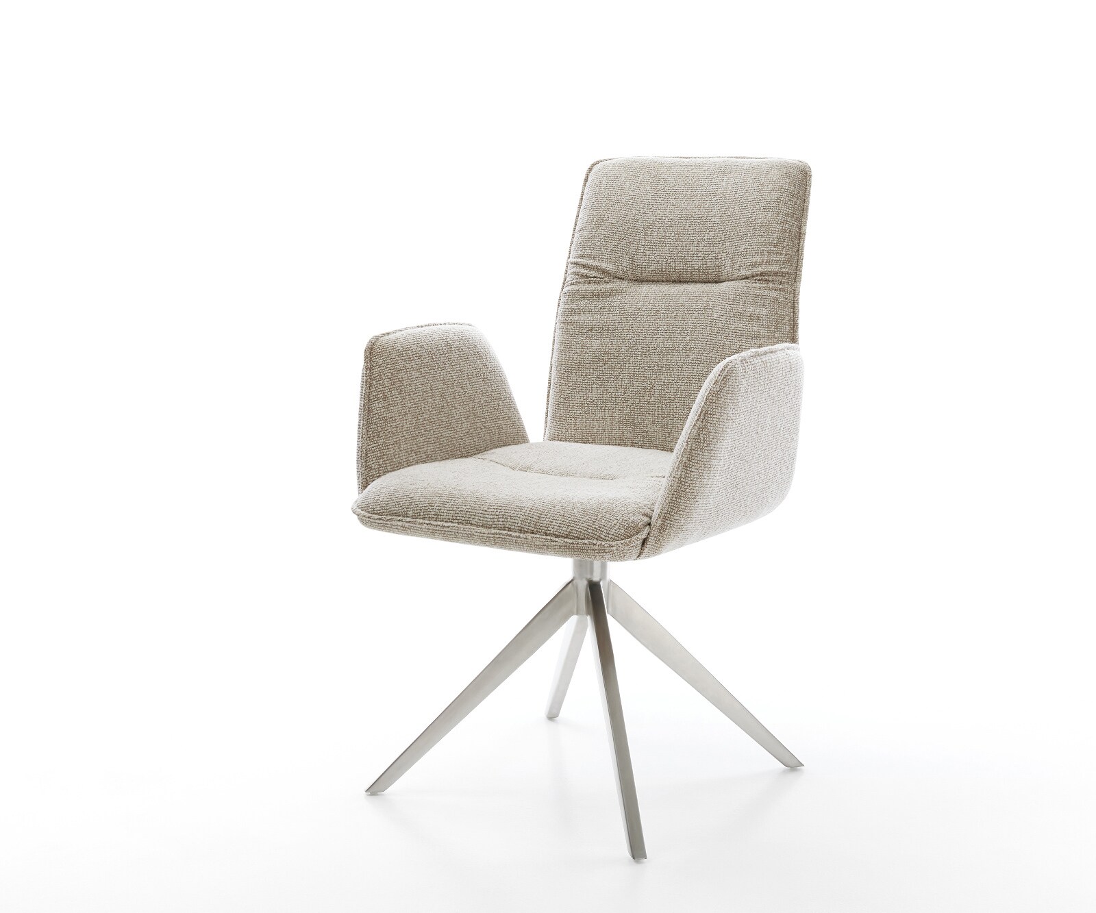 Draaistoel Vinja-Flex geweven stof beige kruisframe breed roestvrij staal 360° draaibaar rocker-functie 1