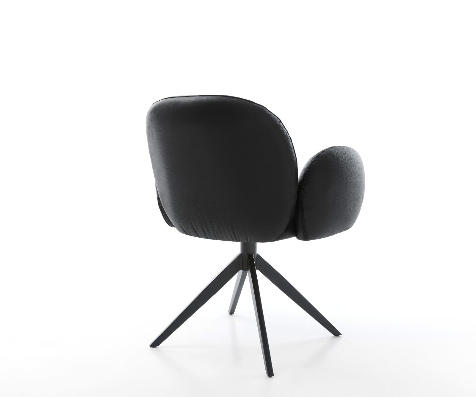 Draaistoel Nube-Flex met armleuning echt leer zwart kruisframe breed zwart 360° draaibaar rocker-functie pocketveer kern 4