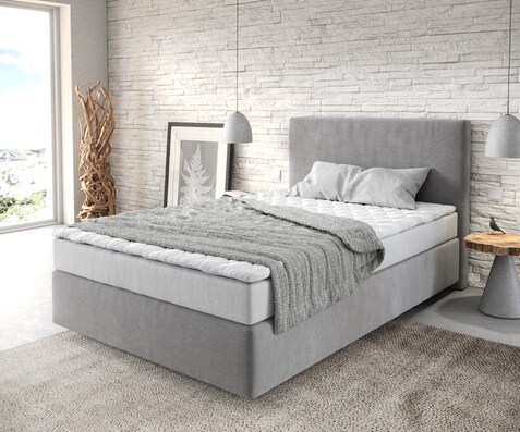 Boxspringbed Dream-Well 120x200 cm Microvezel Grijs met Matras en Topper